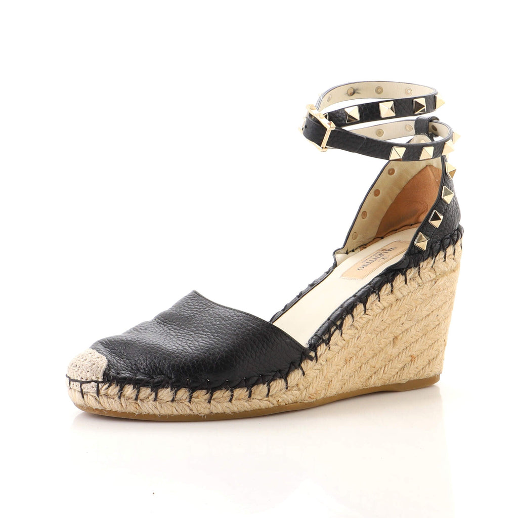 Women's Rockstud Wedge Espadrilles Leather