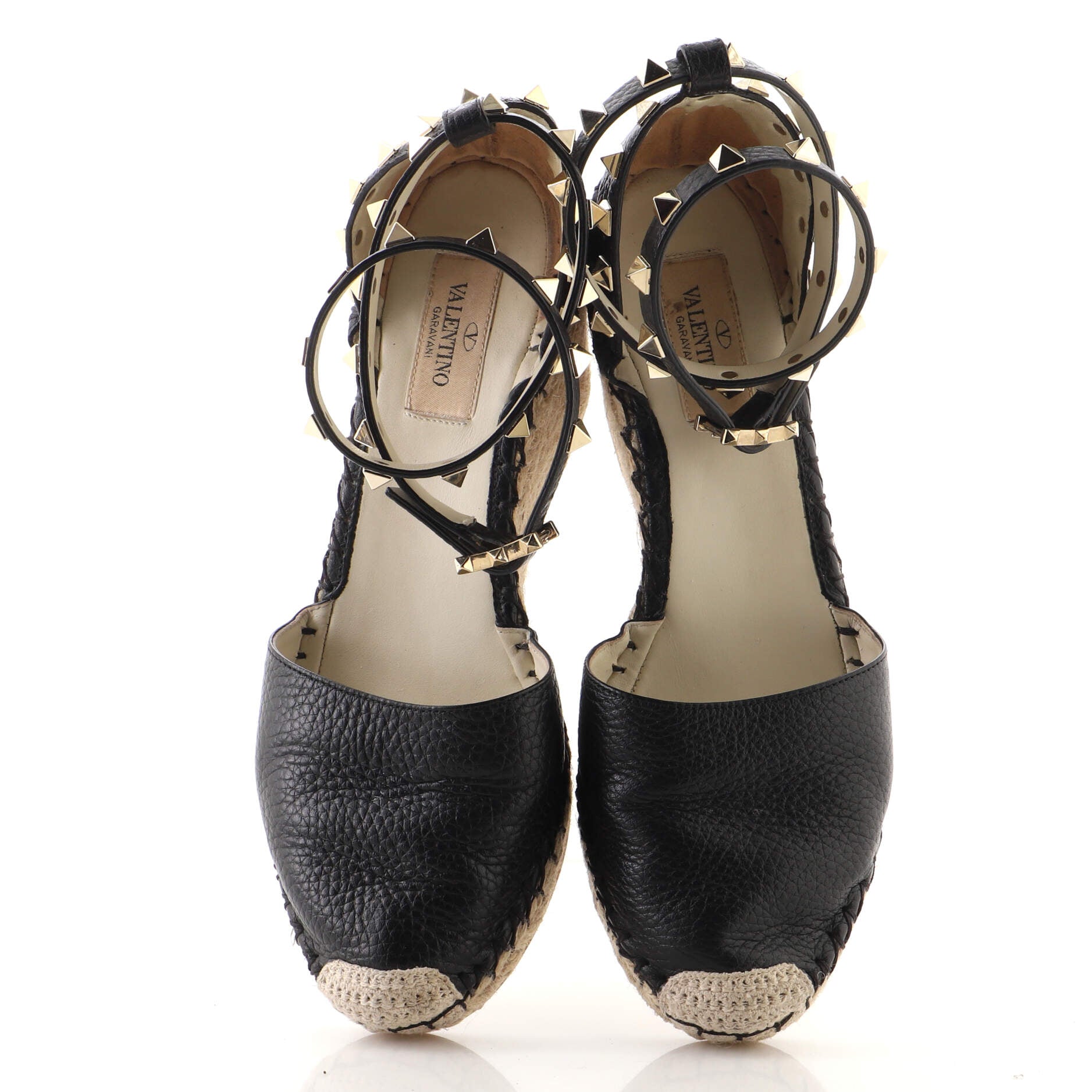 Women's Rockstud Wedge Espadrilles Leather