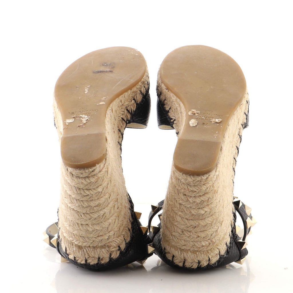 Women's Rockstud Wedge Espadrilles Leather
