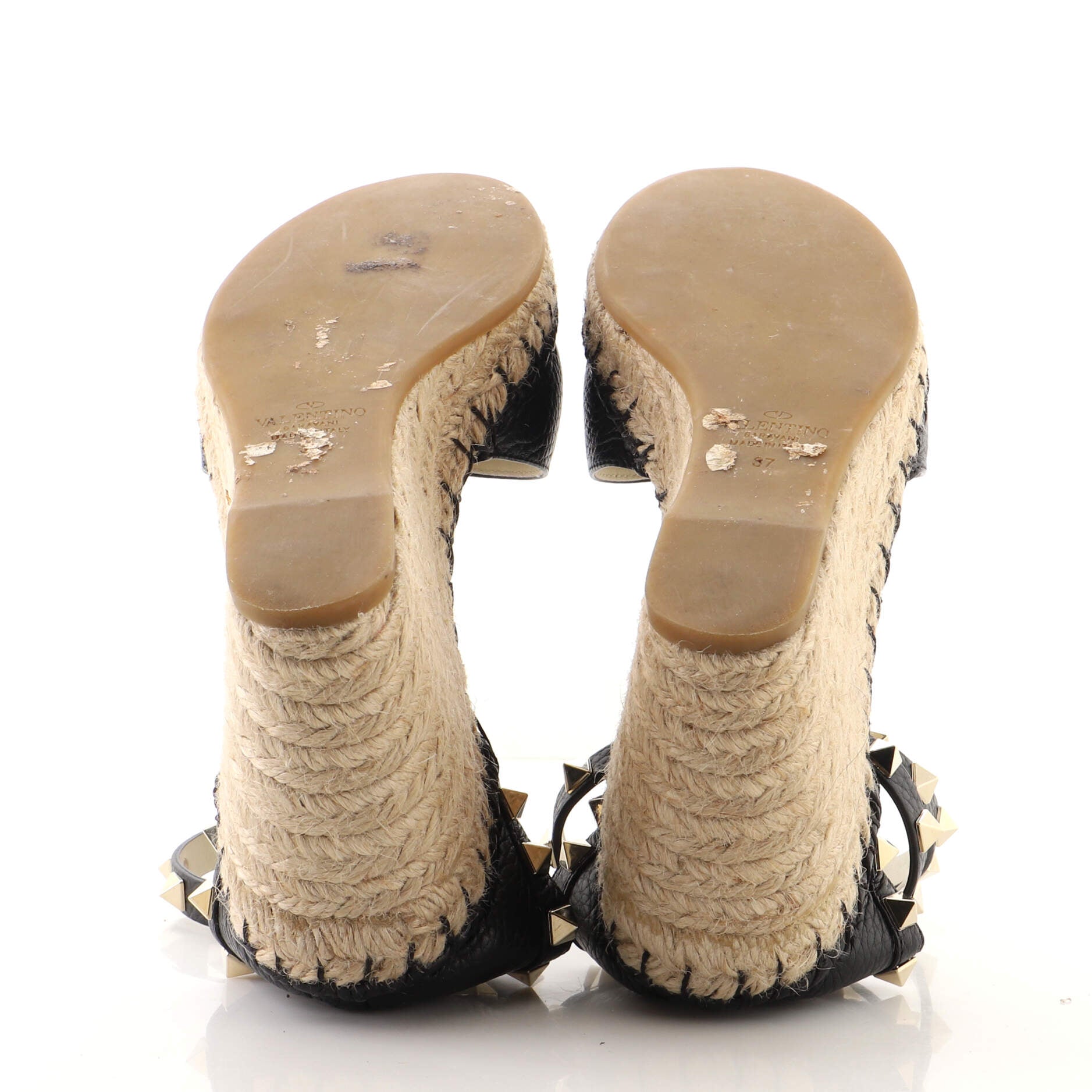 Women's Rockstud Wedge Espadrilles Leather