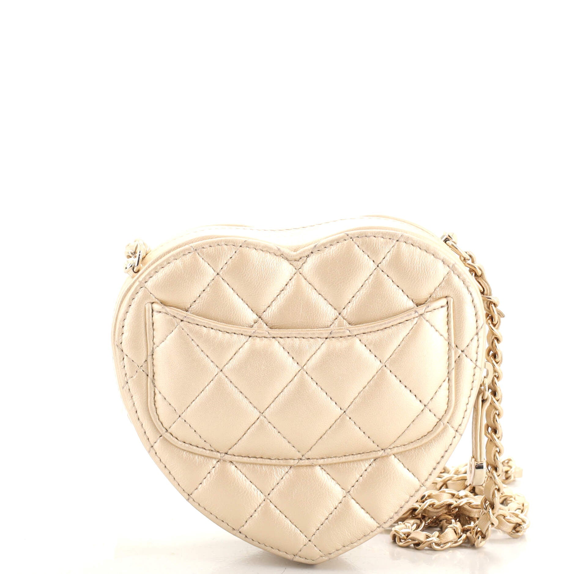 CC in Love Heart Clutch with Chain Quilted Lambskin