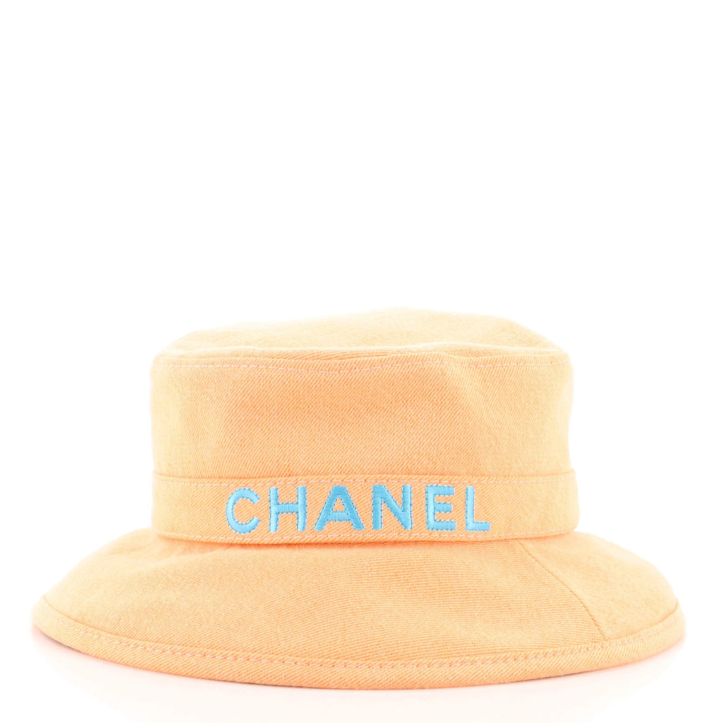 Logo Letters Bucket Hat Embroidered Denim