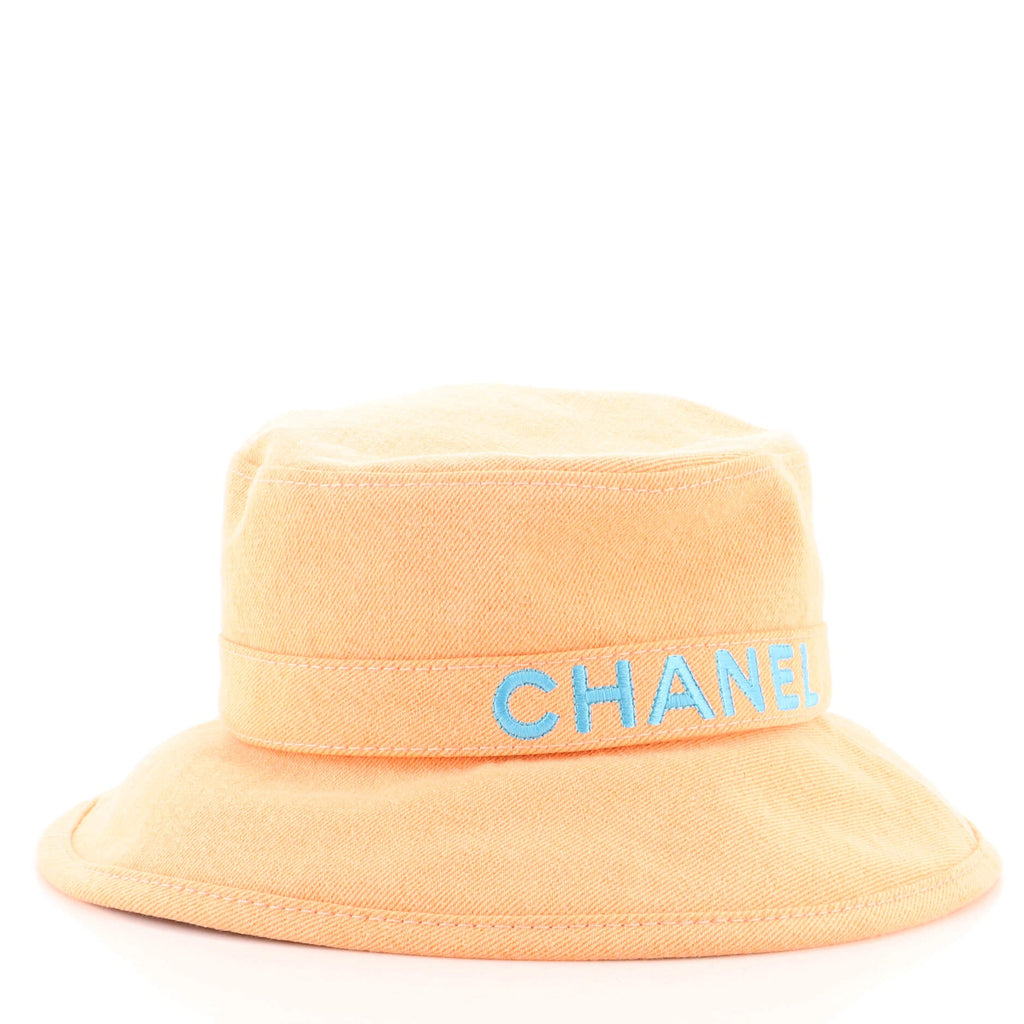 Logo Letters Bucket Hat Embroidered Denim