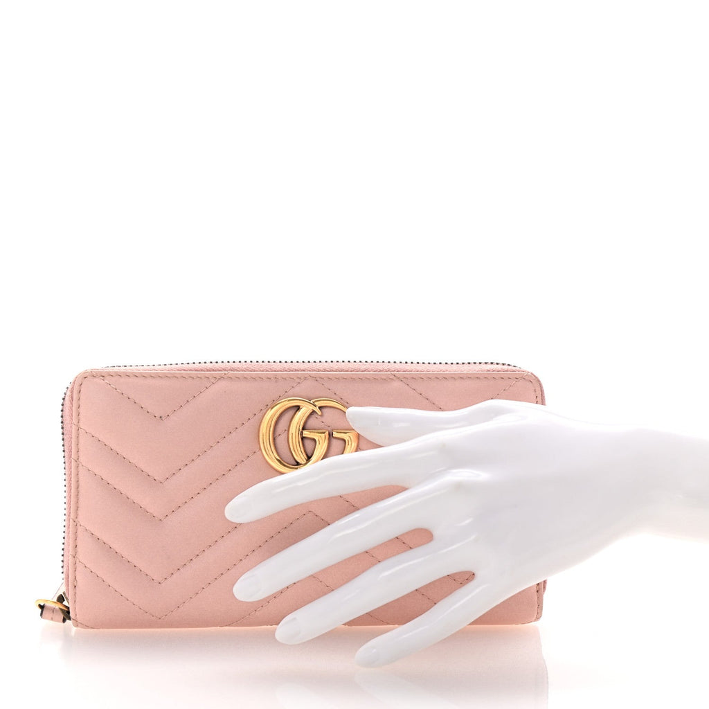 Calfskin Matelasse GG Marmont Zip Around Wallet Perfect Pink