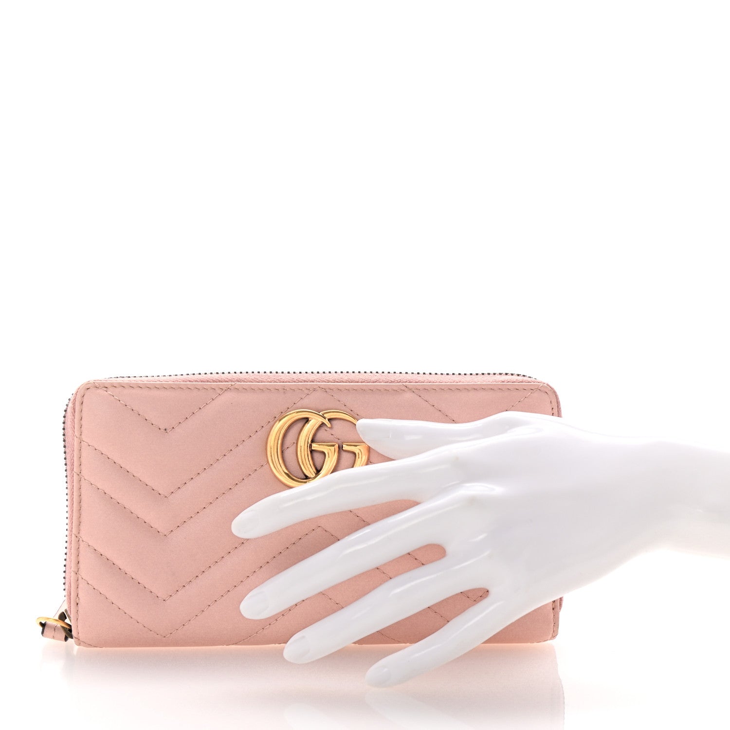 Calfskin Matelasse GG Marmont Zip Around Wallet Perfect Pink