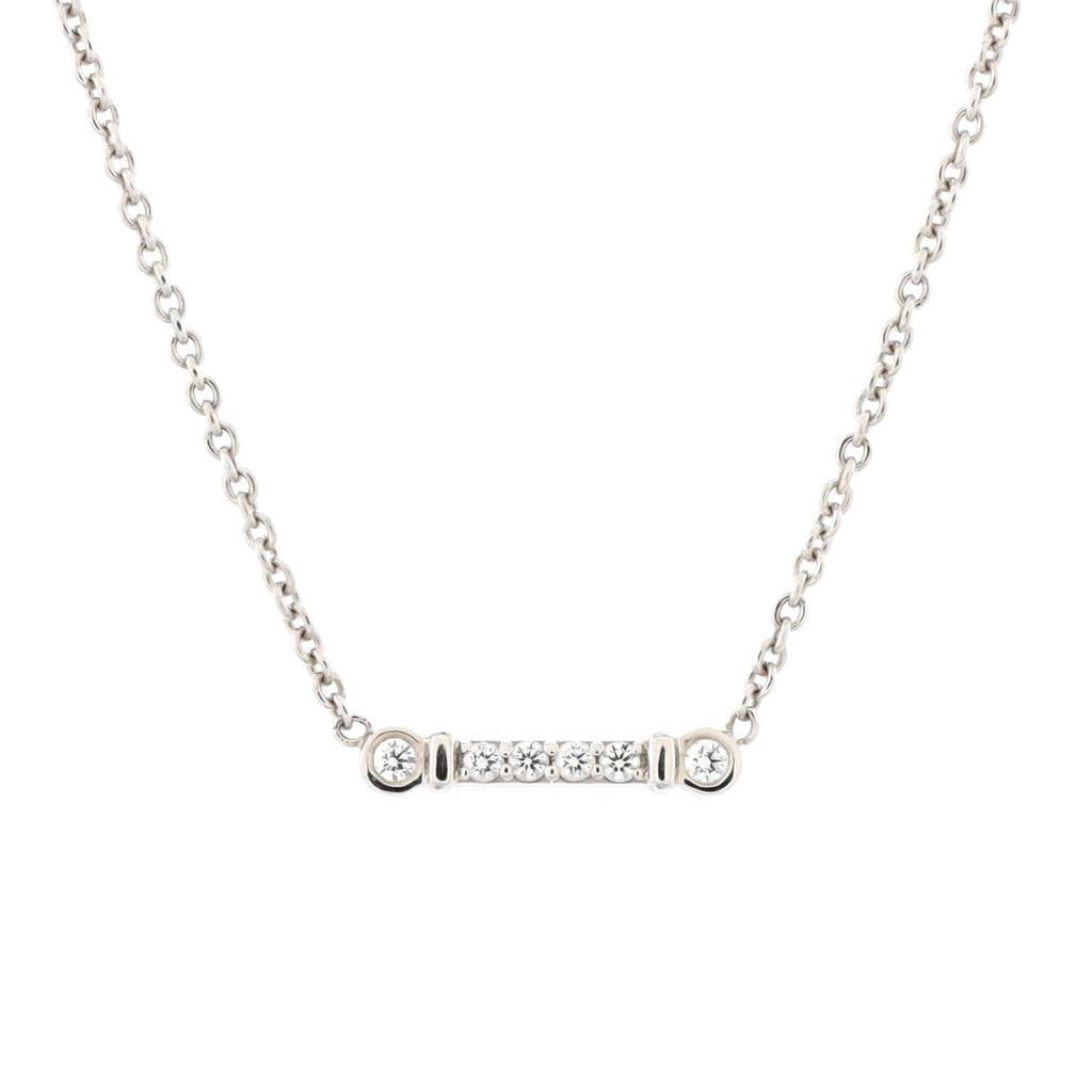 Fleur de Lis Key Bar Pendant Necklace Platinum with Diamonds