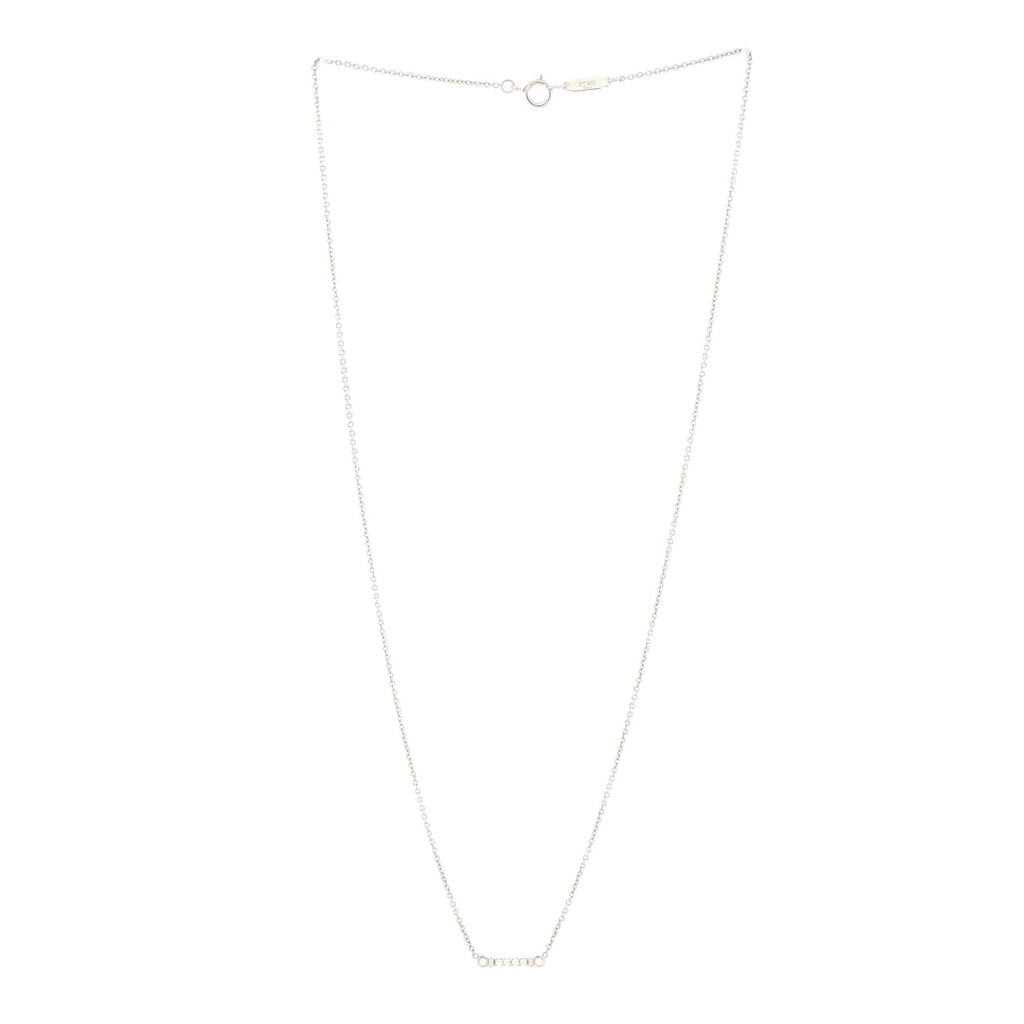 Fleur de Lis Key Bar Pendant Necklace Platinum with Diamonds
