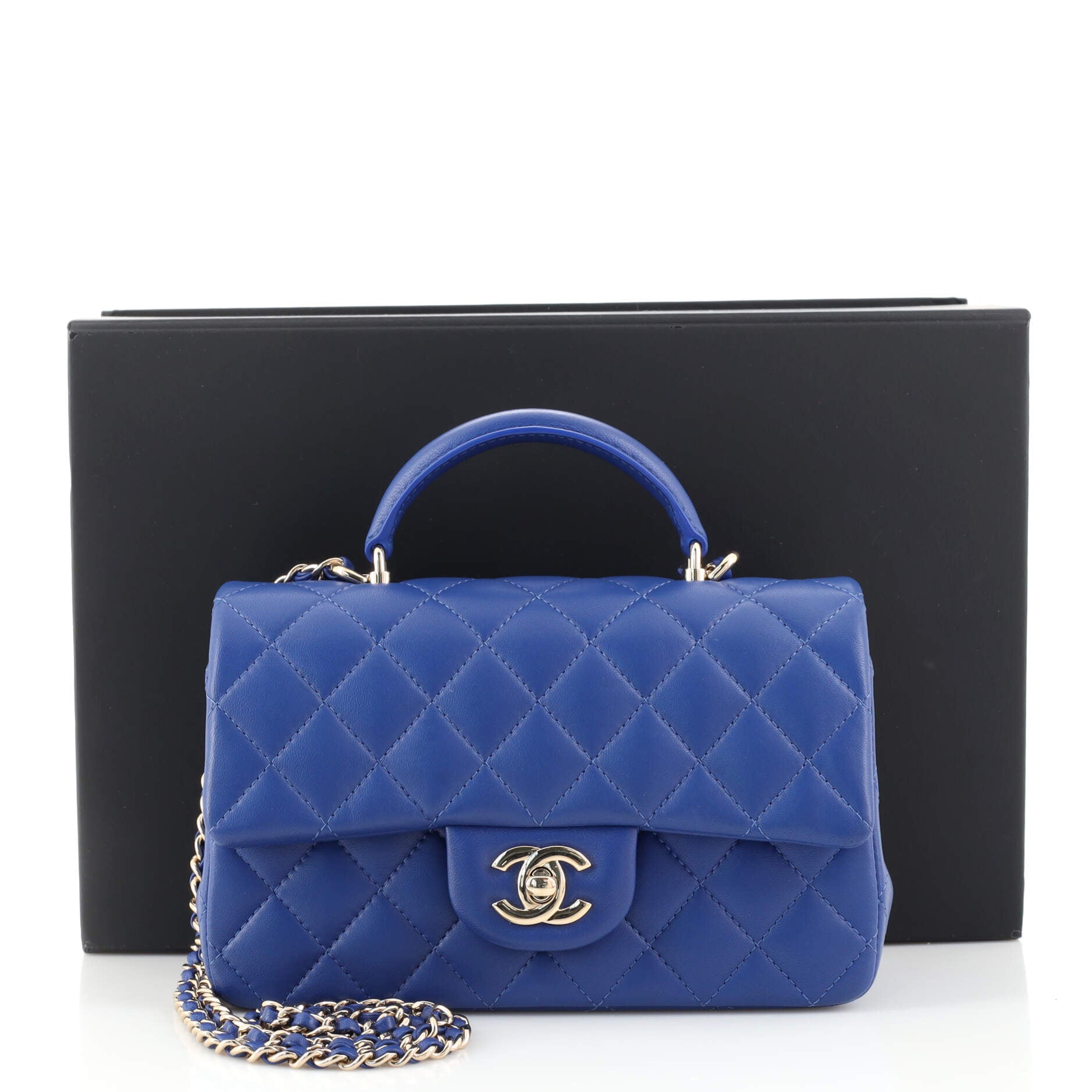 Classic Single Flap Top Handle Bag Quilted Lambskin Mini