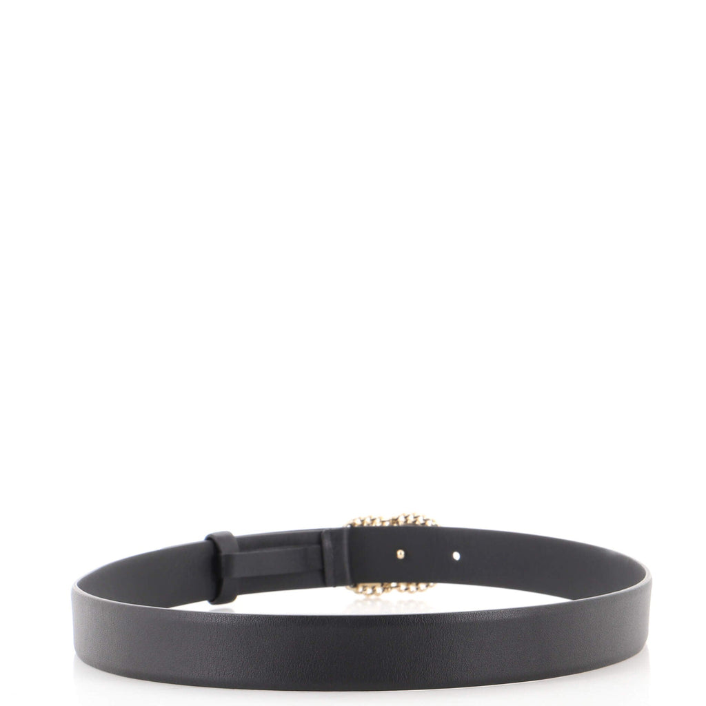 Chain CC Buckle Belt Leather with Crystal Embellished Metal 75