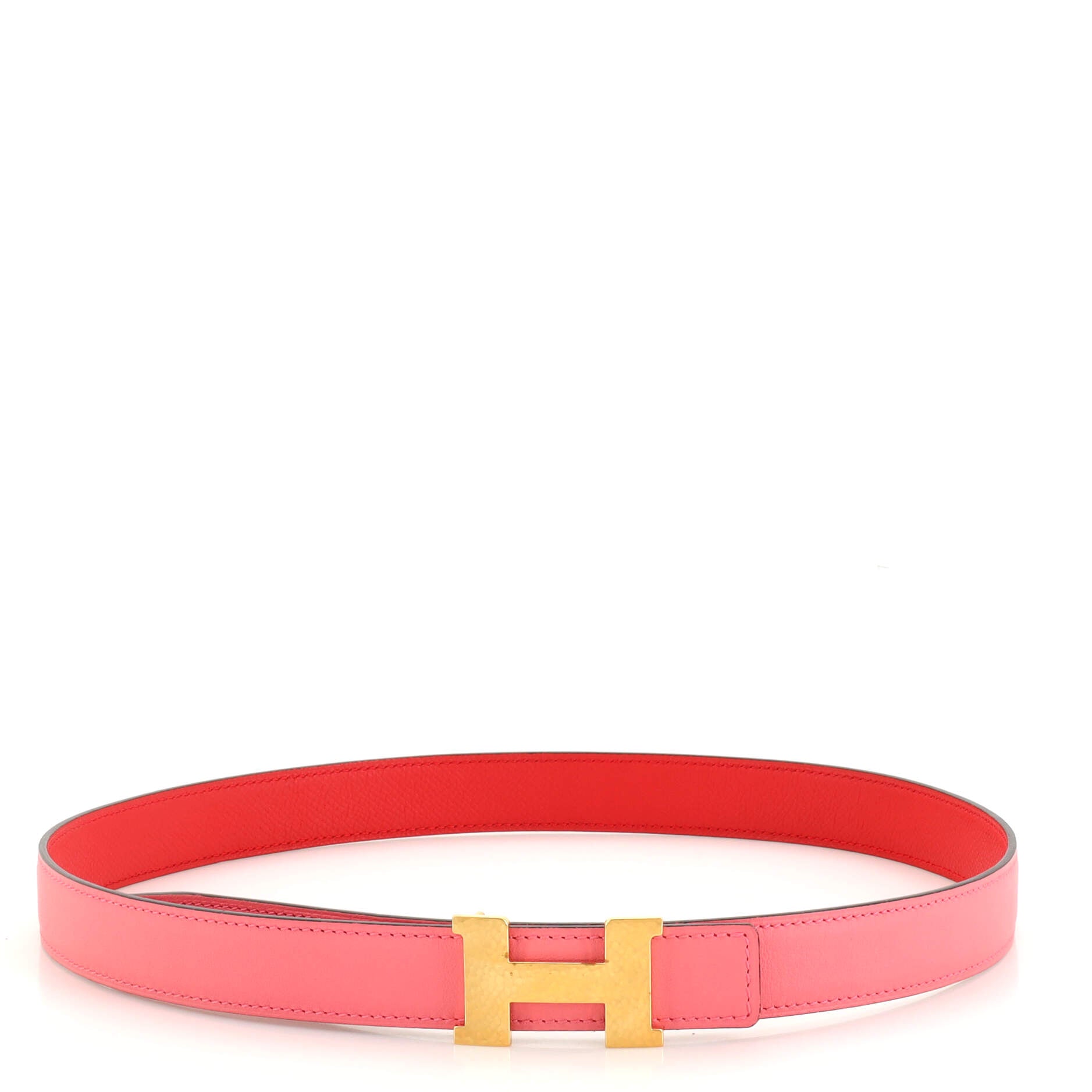 Constance Martelee H Reversible Belt Leather with Hammered Hardware Thin 75