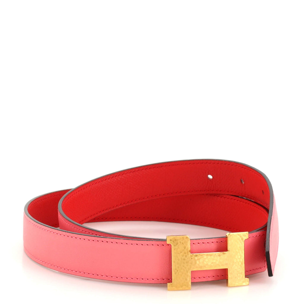Constance Martelee H Reversible Belt Leather with Hammered Hardware Thin 75