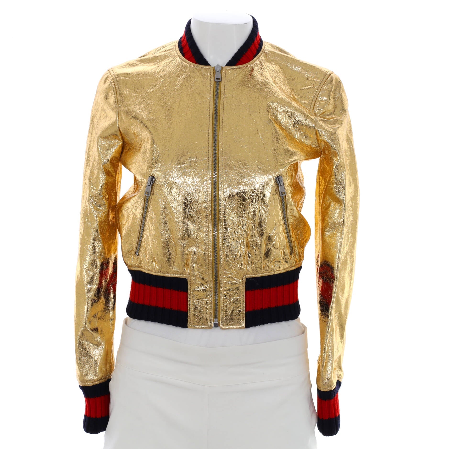 Women's Bomber Jacket Metallic Leather