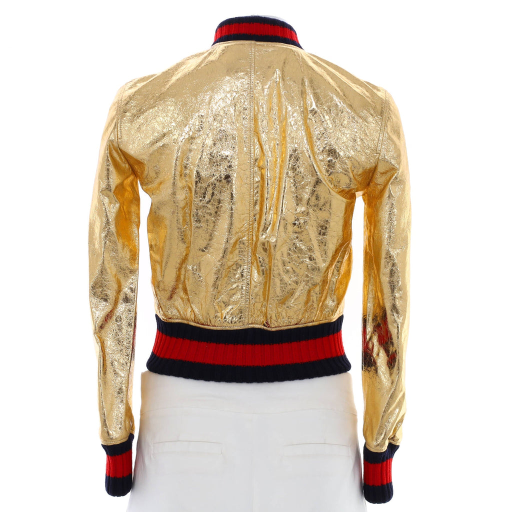 Women's Bomber Jacket Metallic Leather