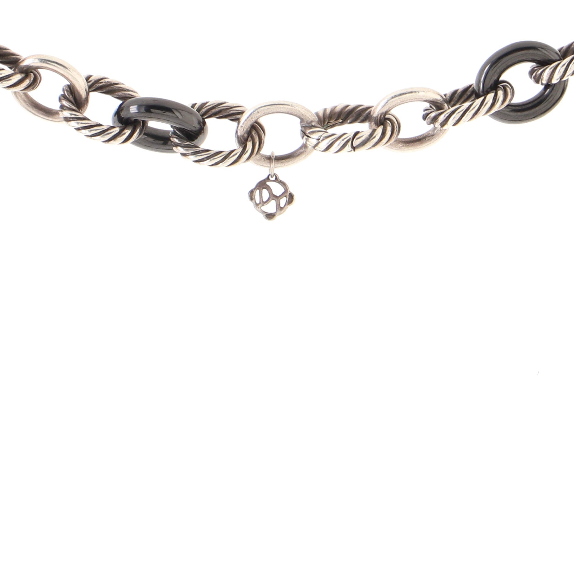 Oval Link Necklace Sterling Silver and Ceramic Large