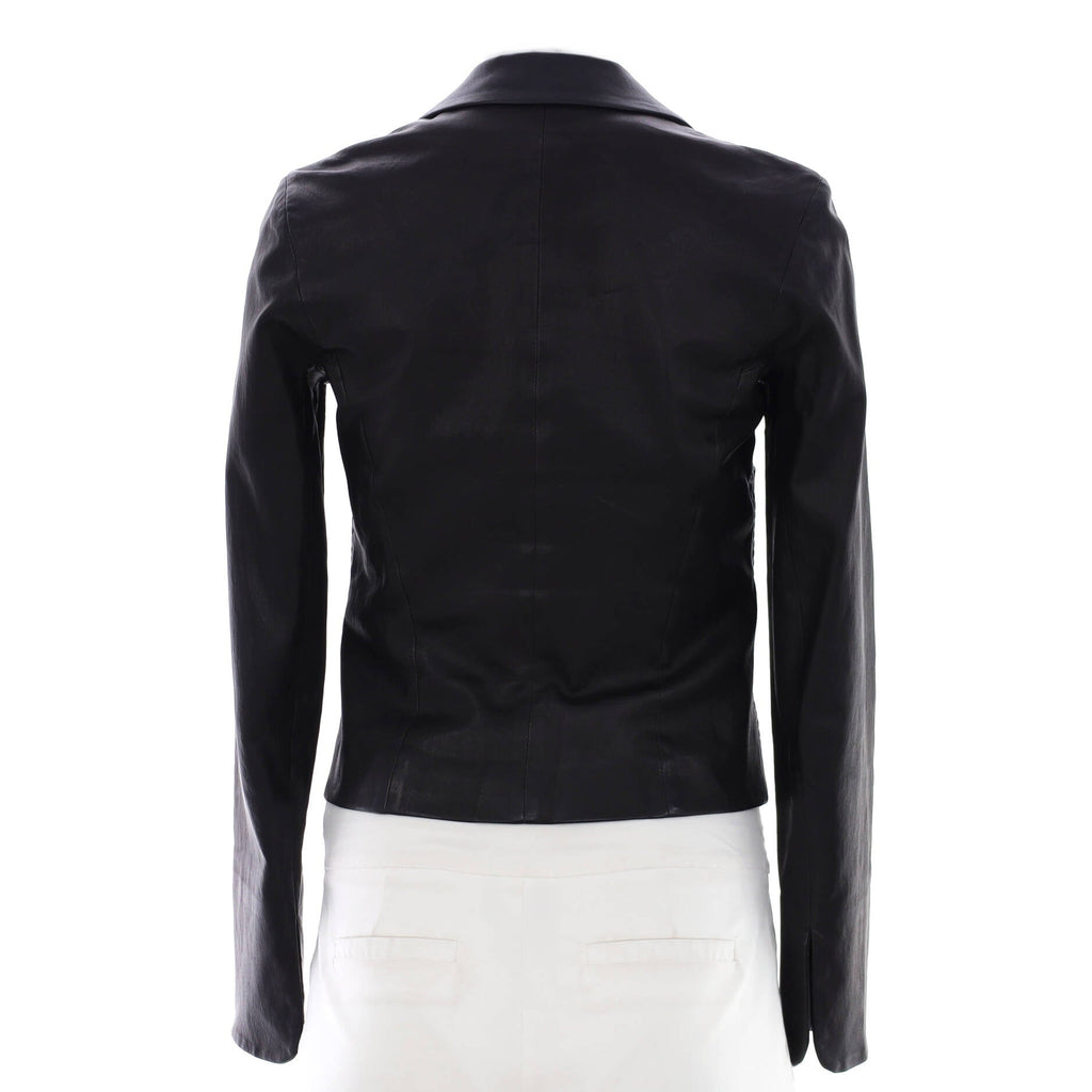 Women's Matelasse Quilt Jacket Leather and Cotton Blend