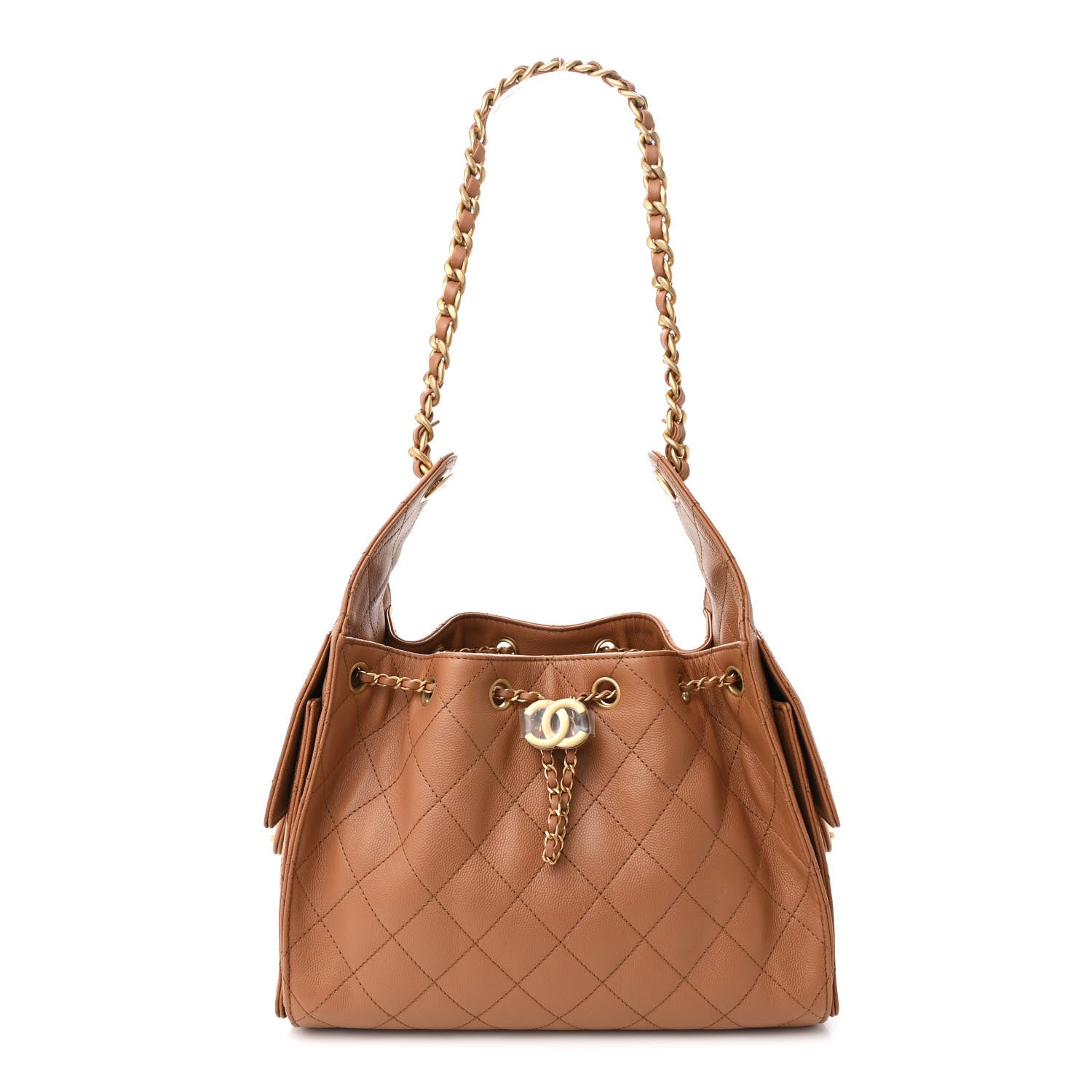 Caviar Quilted Small Chanel 25 Handbag Brown