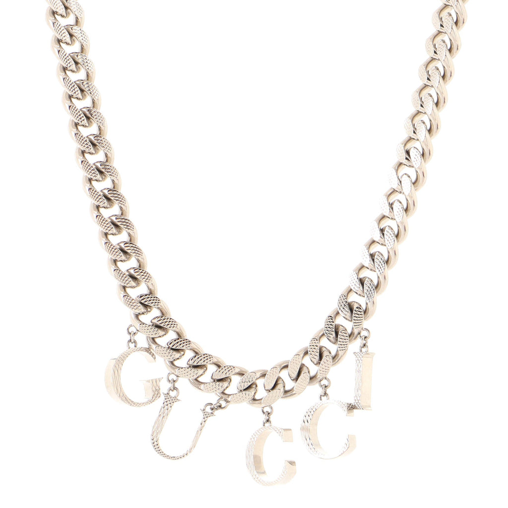 Logo Charm Chain Necklace Metal