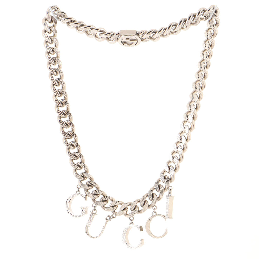 Logo Charm Chain Necklace Metal