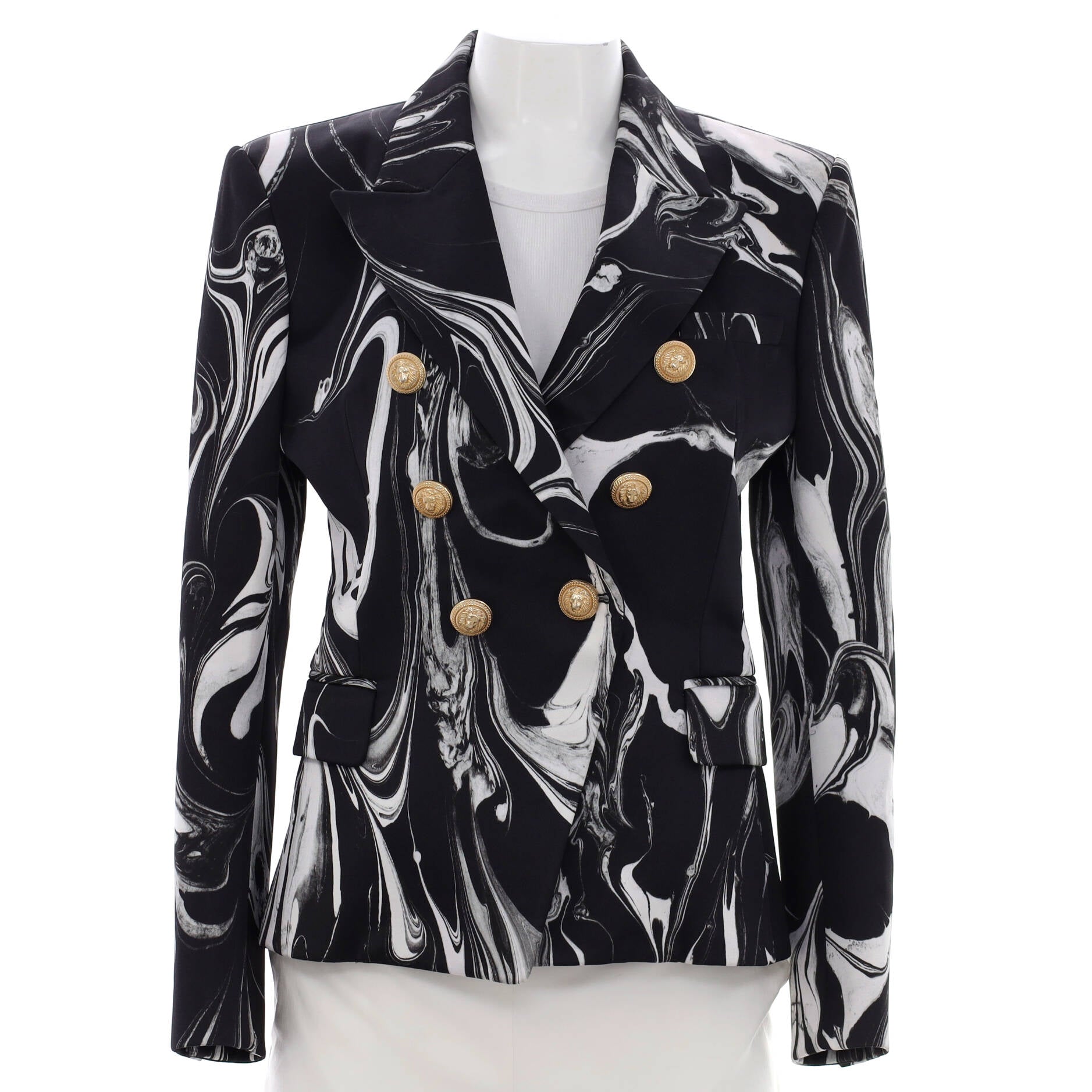 Women's Double Breasted Blazer Printed Viscose