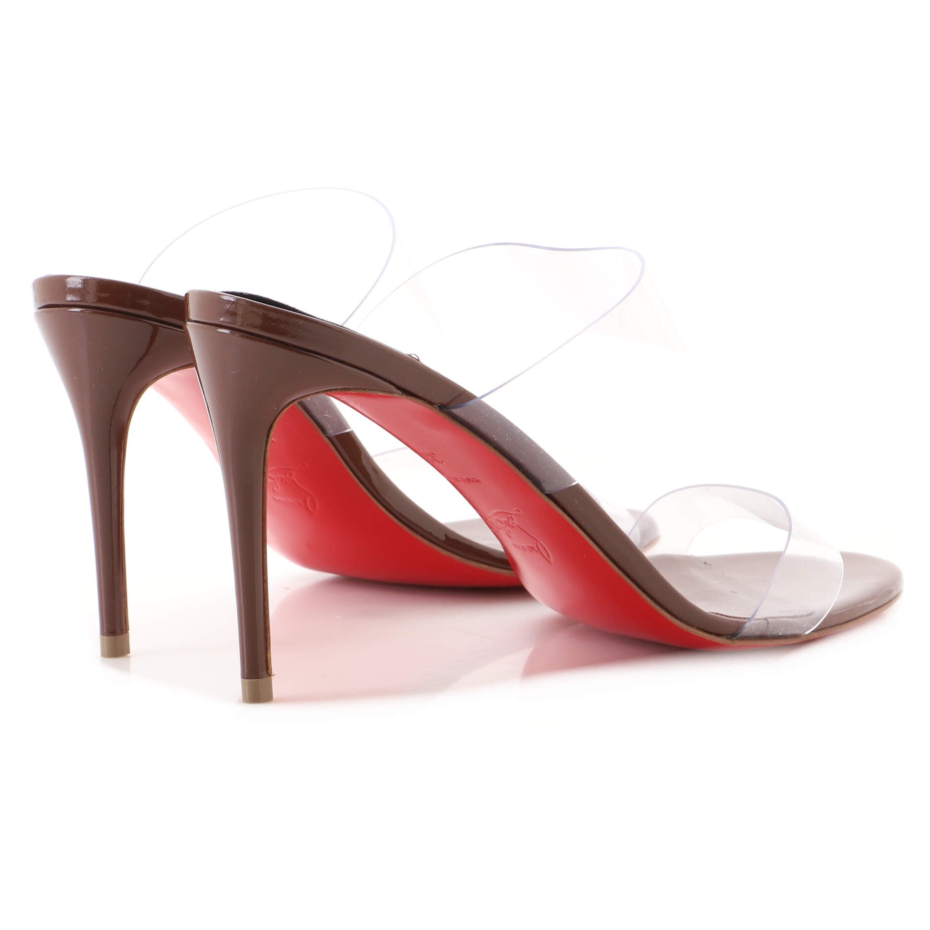 Just Nothing Mule Heeled Sandals PVC and Patent 85