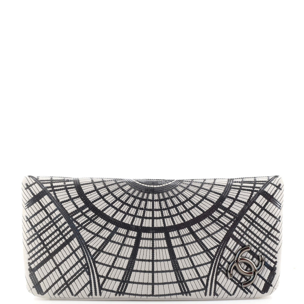 Grand Palais Clutch Sequin Embellished Stitched Calfskin
