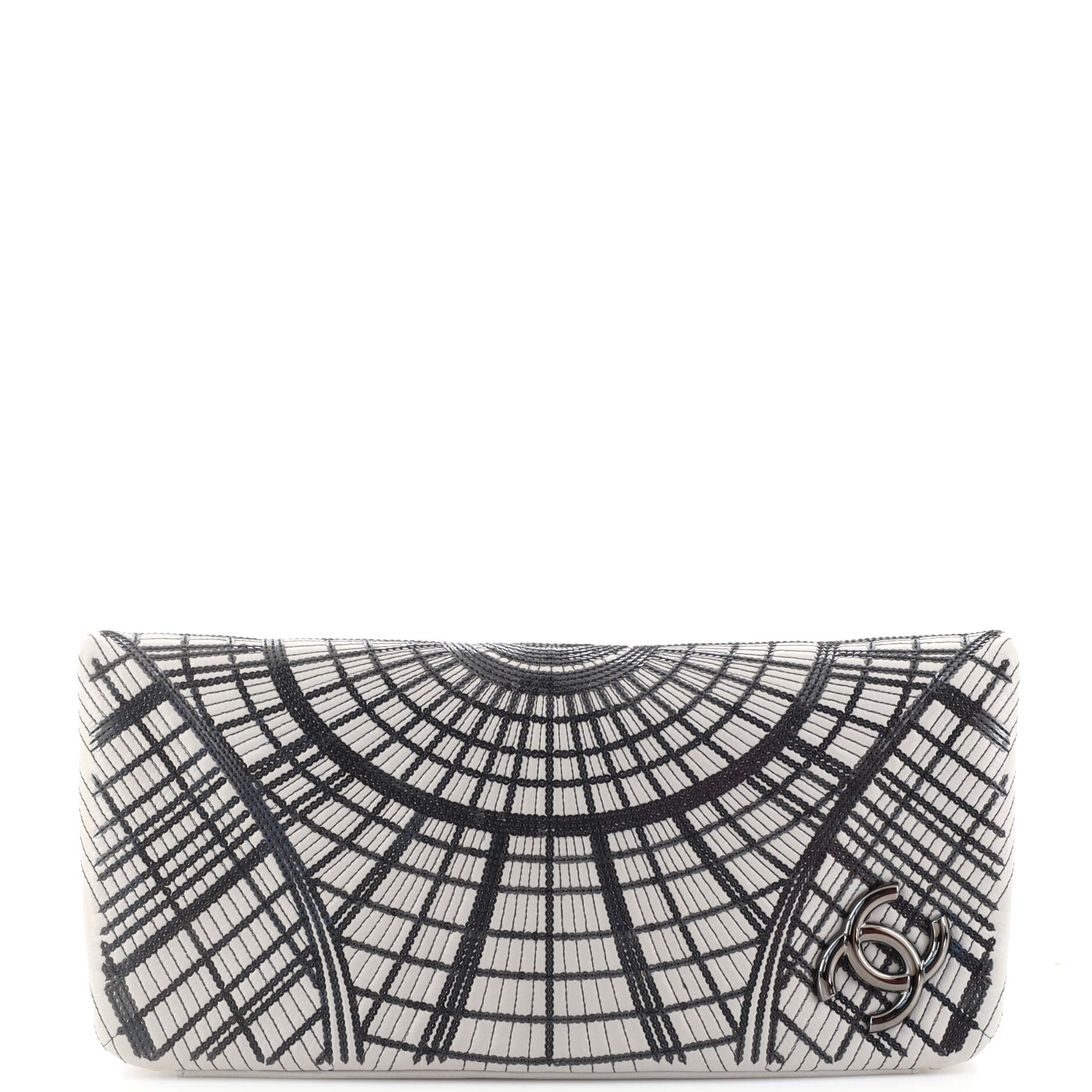 Grand Palais Clutch Sequin Embellished Stitched Calfskin
