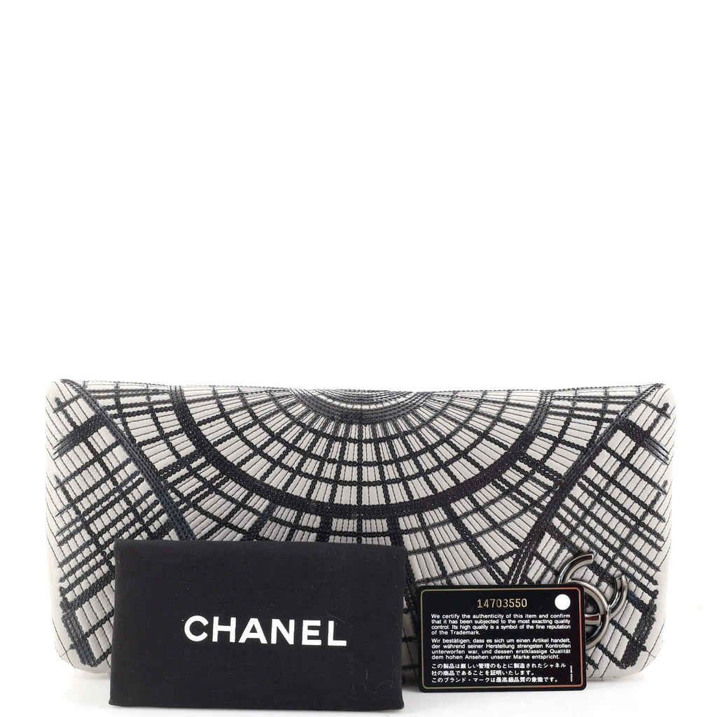 Grand Palais Clutch Sequin Embellished Stitched Calfskin