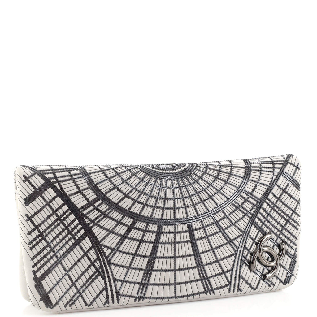 Grand Palais Clutch Sequin Embellished Stitched Calfskin