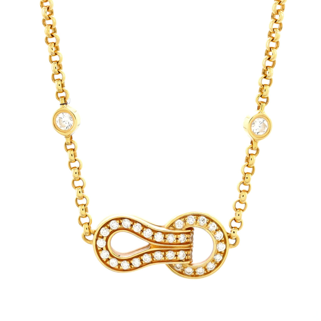 Agrafe Chain Pendant Necklace 18K Yellow Gold with Diamonds