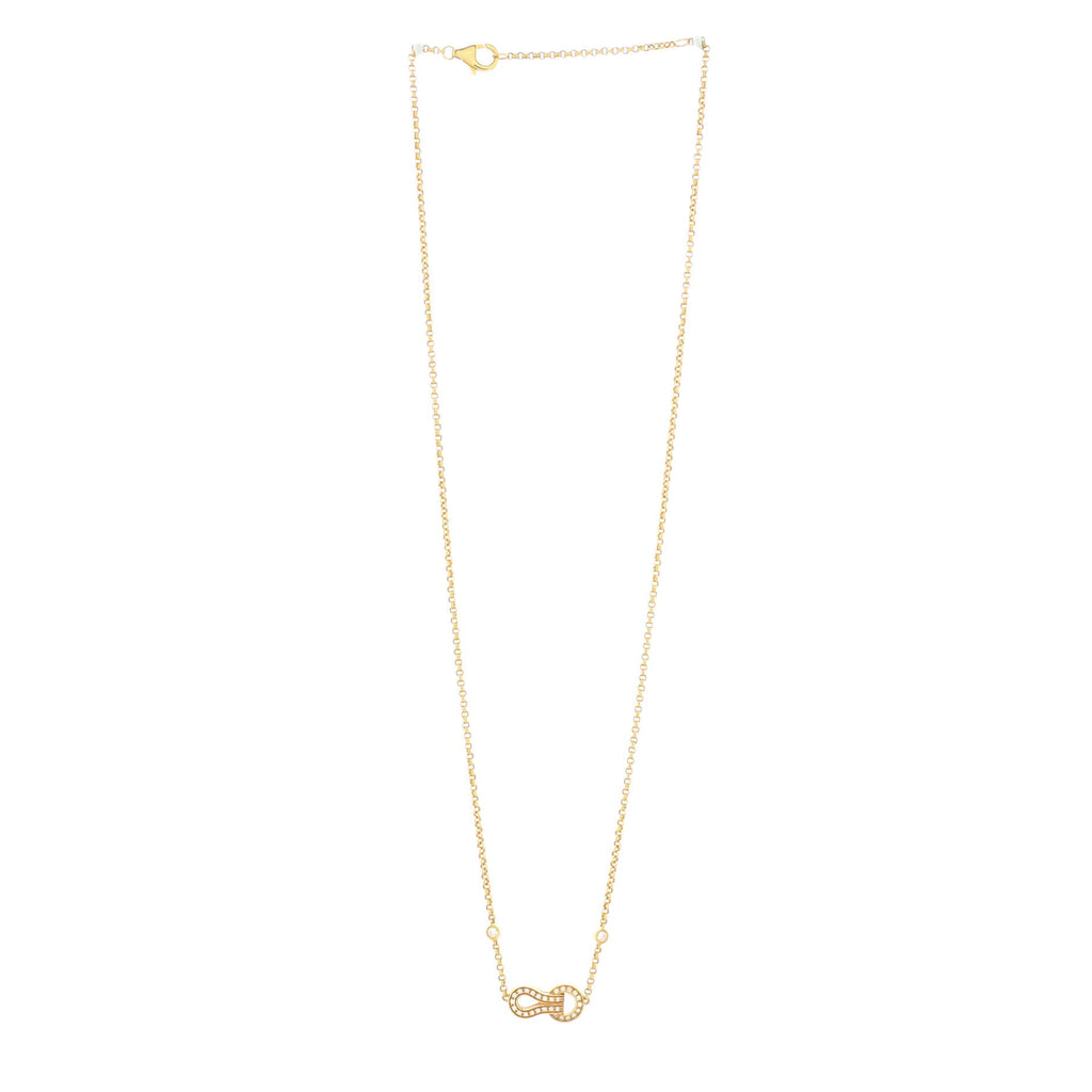Agrafe Chain Pendant Necklace 18K Yellow Gold with Diamonds