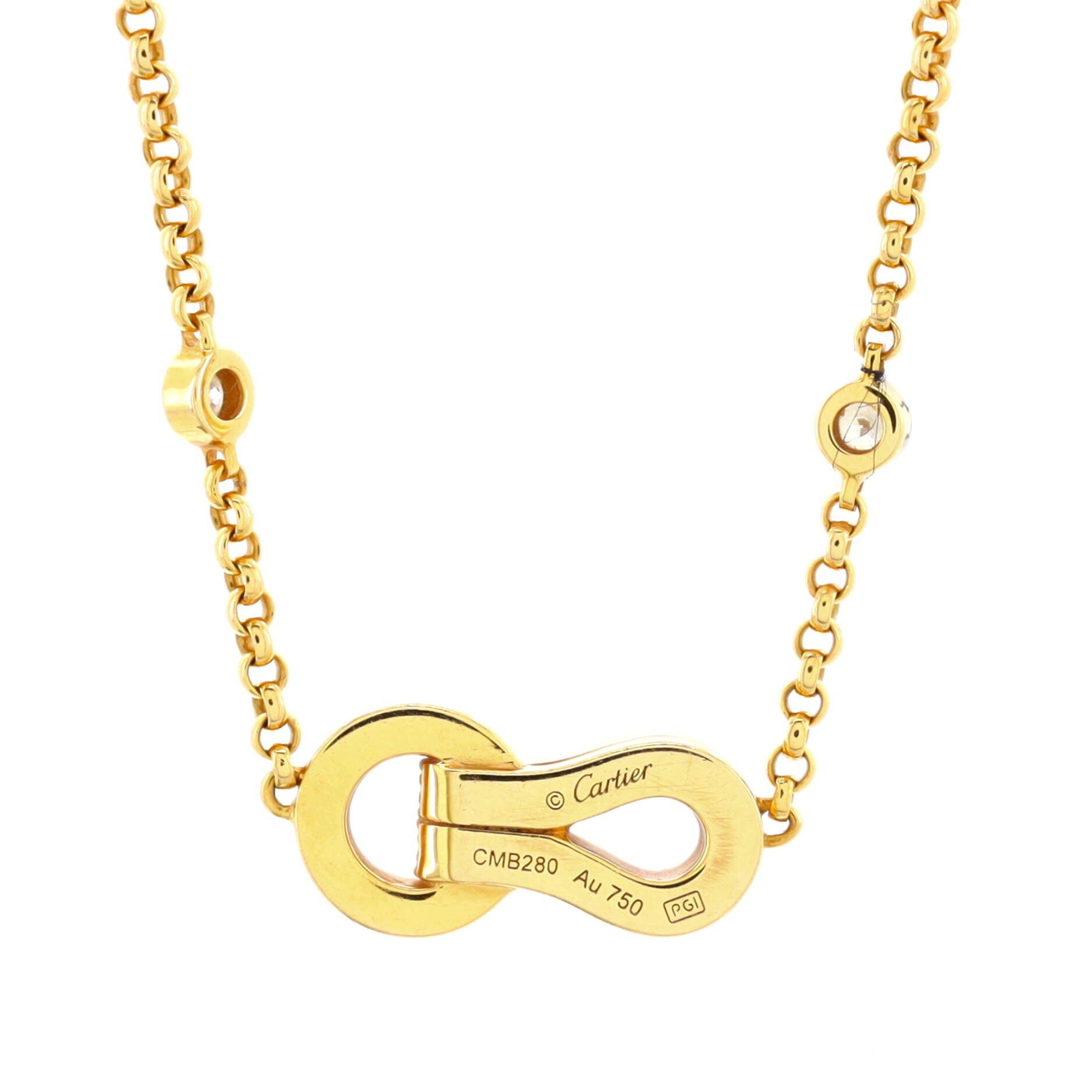 Agrafe Chain Pendant Necklace 18K Yellow Gold with Diamonds