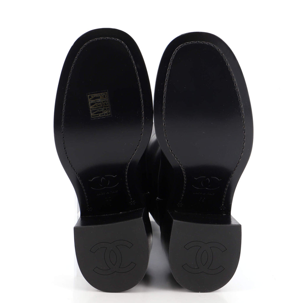 Women's CC Cap Toe Block Heeled Boots Leather