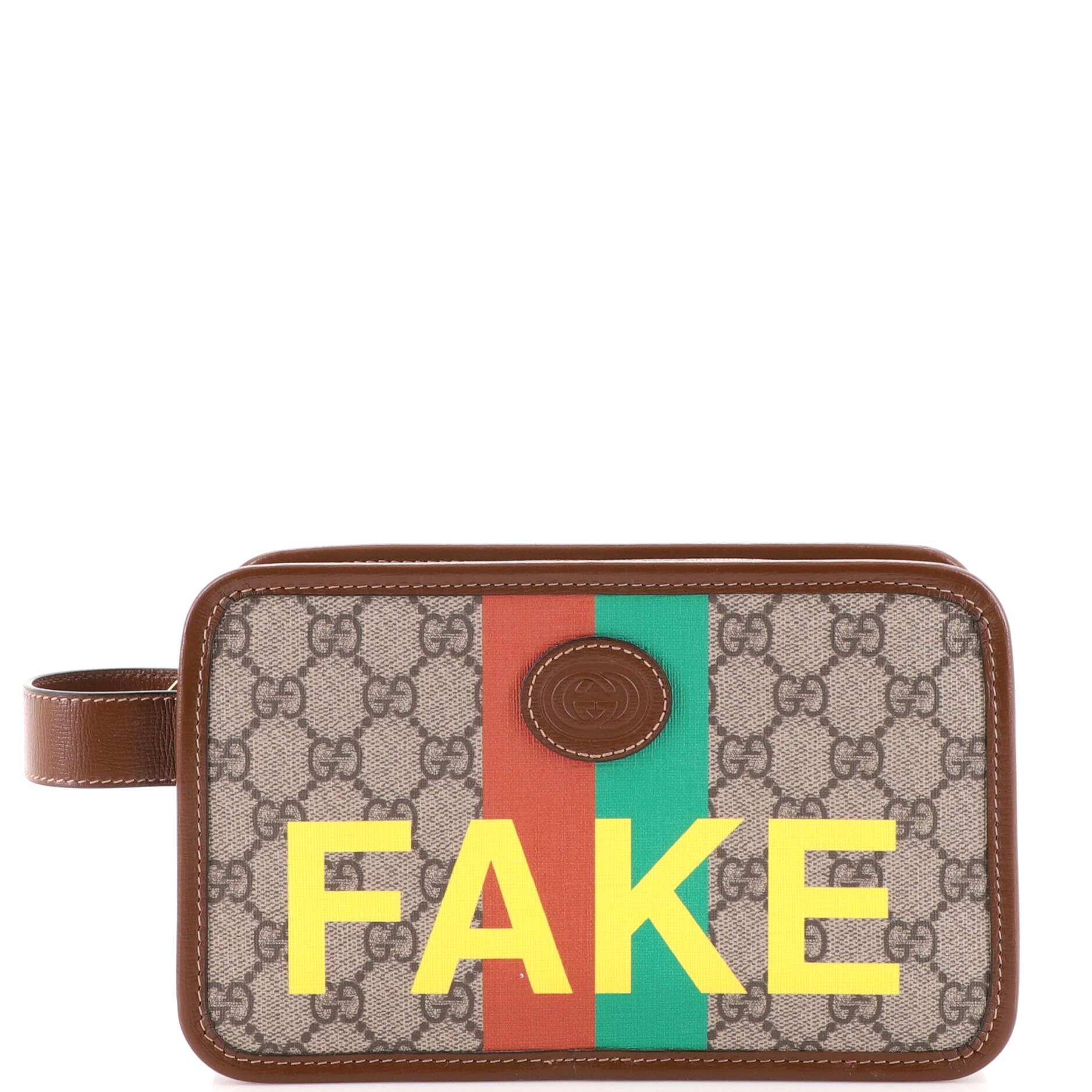 Fake/Not Cosmetic Case Printed GG Coated Canvas