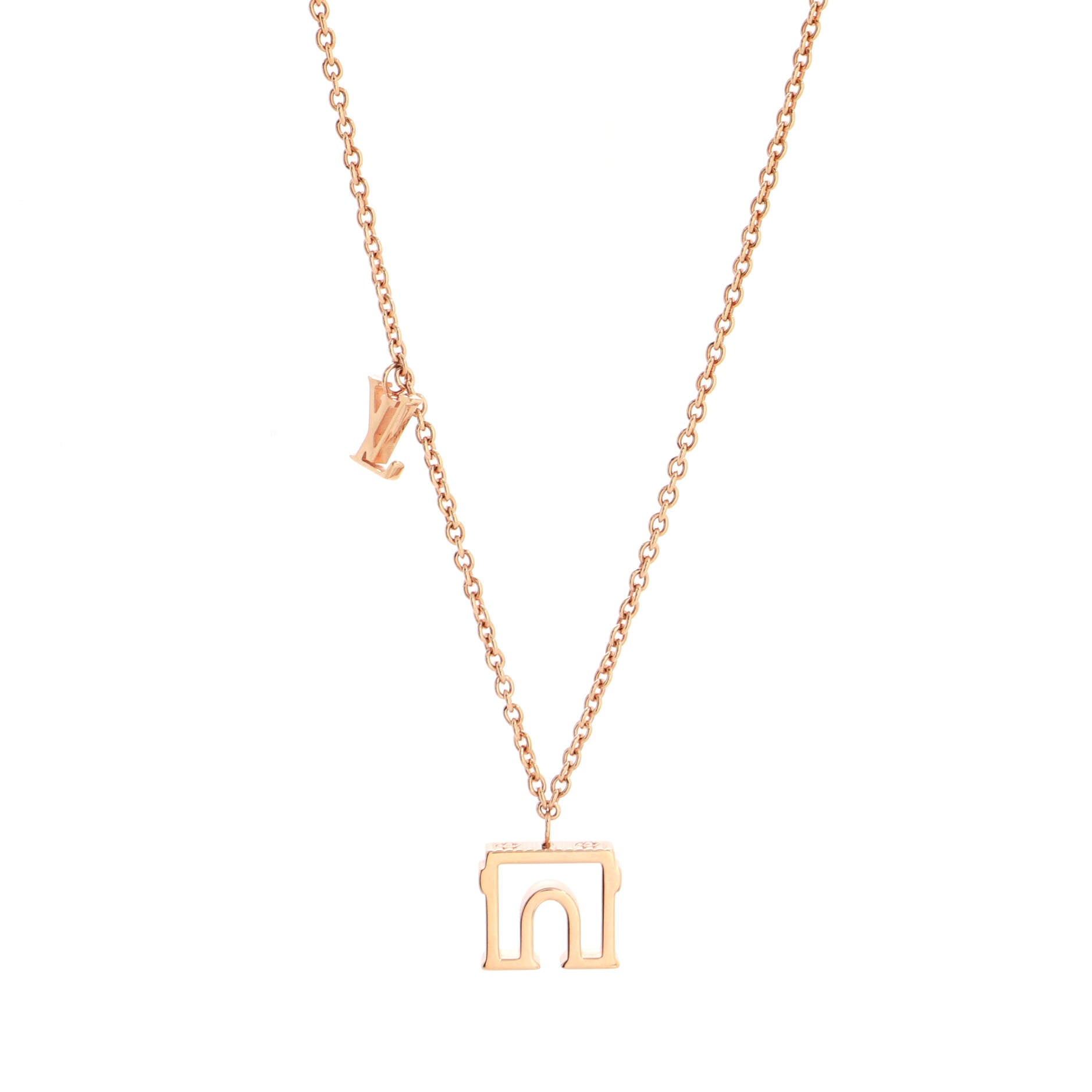 LV and Paris Pendant Necklace Metal