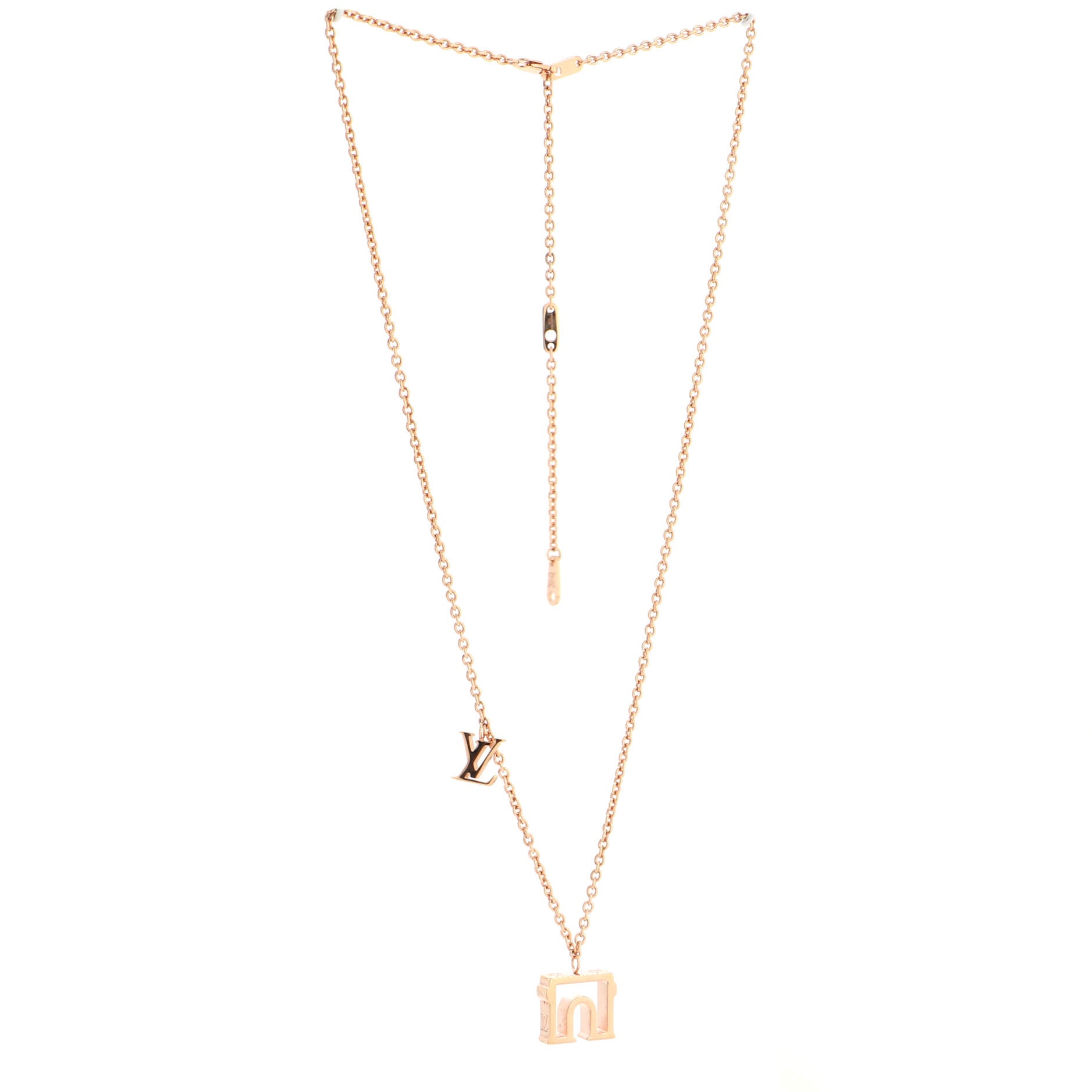 LV and Paris Pendant Necklace Metal