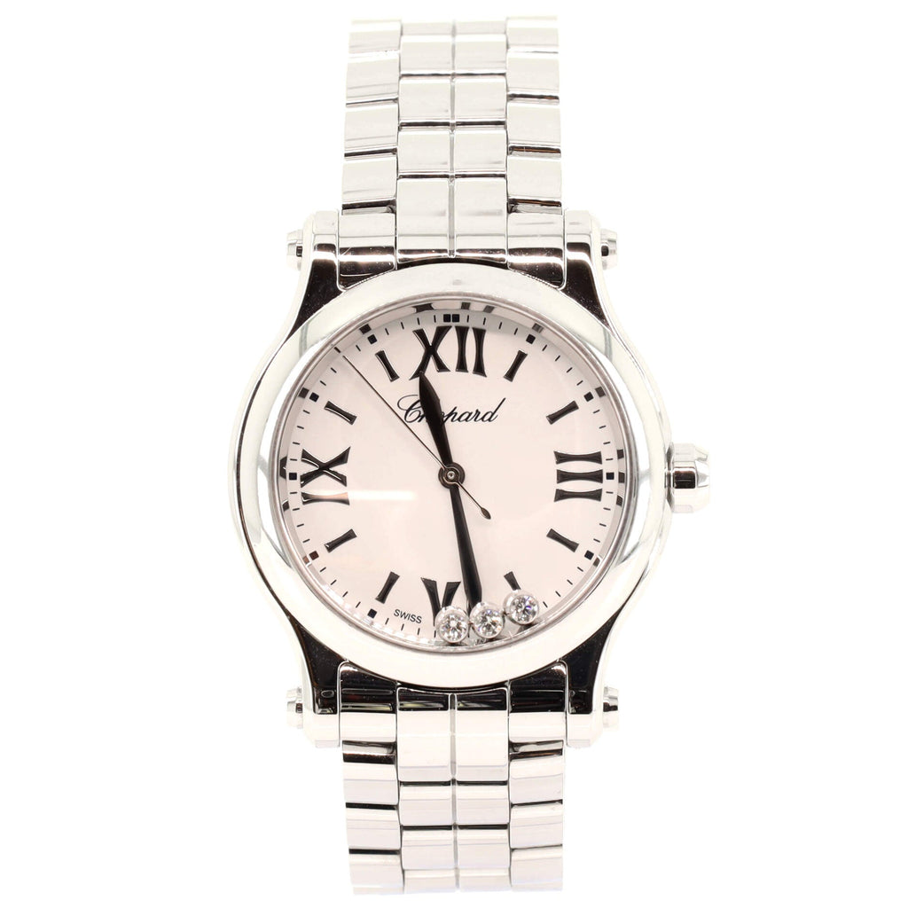 Happy Sport Quartz Watch Stainless Steel with 3 Floating Diamonds 30
