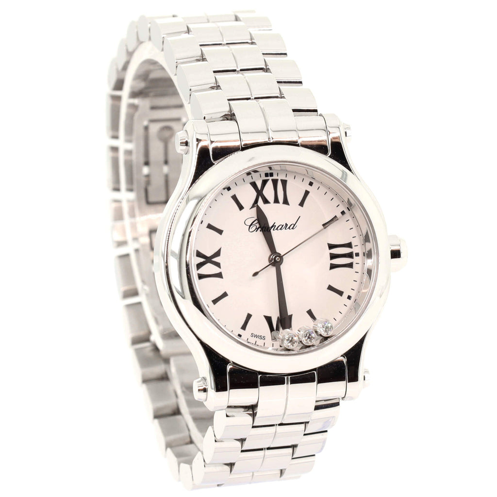 Happy Sport Quartz Watch Stainless Steel with 3 Floating Diamonds 30