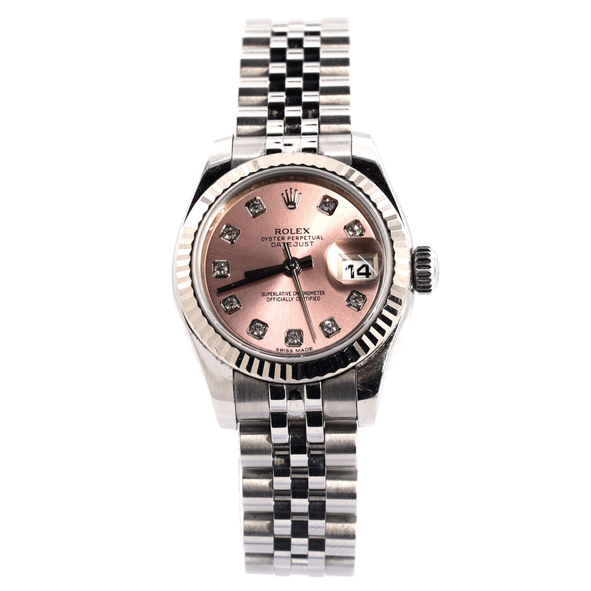 Oyster Perpetual Datejust Automatic Watch Stainless Steel and White Gold with Diamond Markers 26