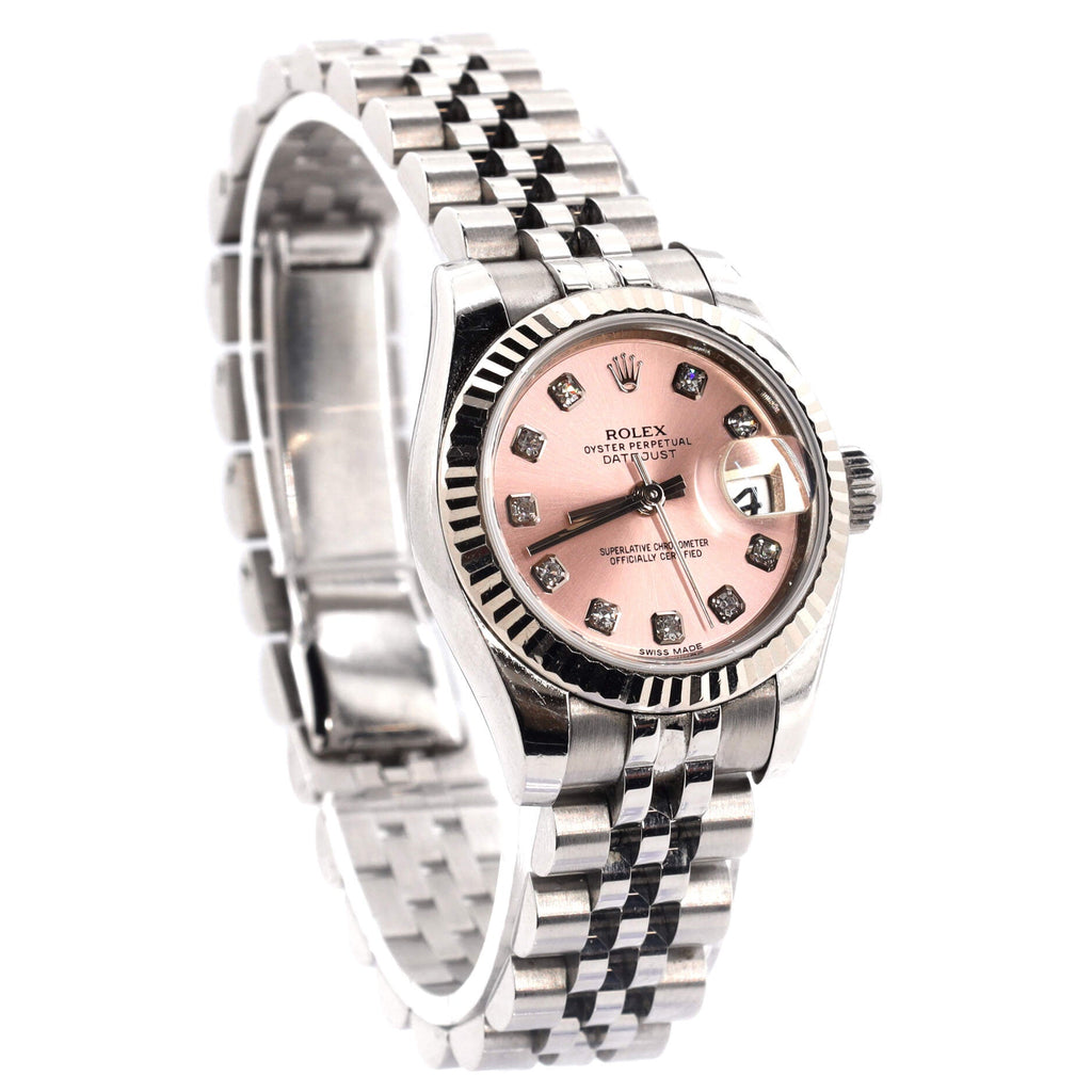 Oyster Perpetual Datejust Automatic Watch Stainless Steel and White Gold with Diamond Markers 26