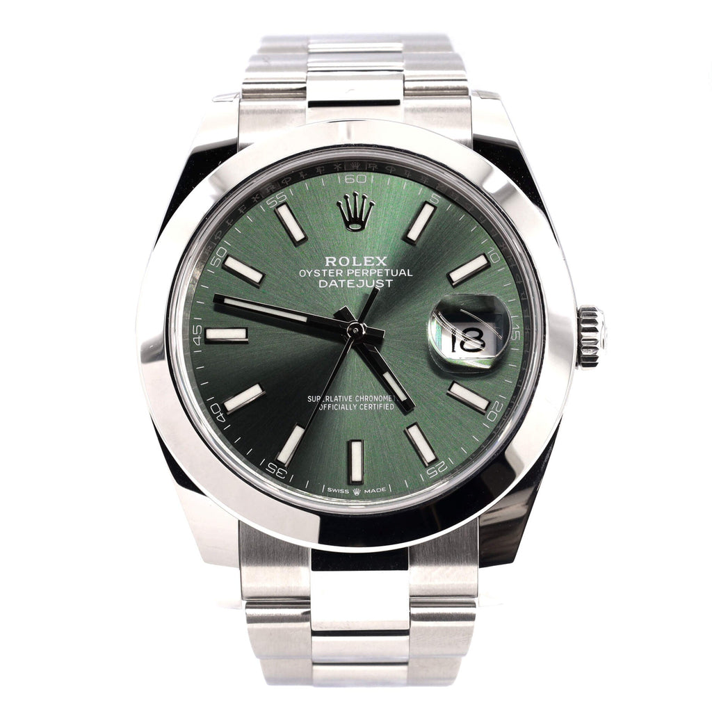 Oyster Perpetual Datejust Mint Green Automatic Watch Stainless Steel 41