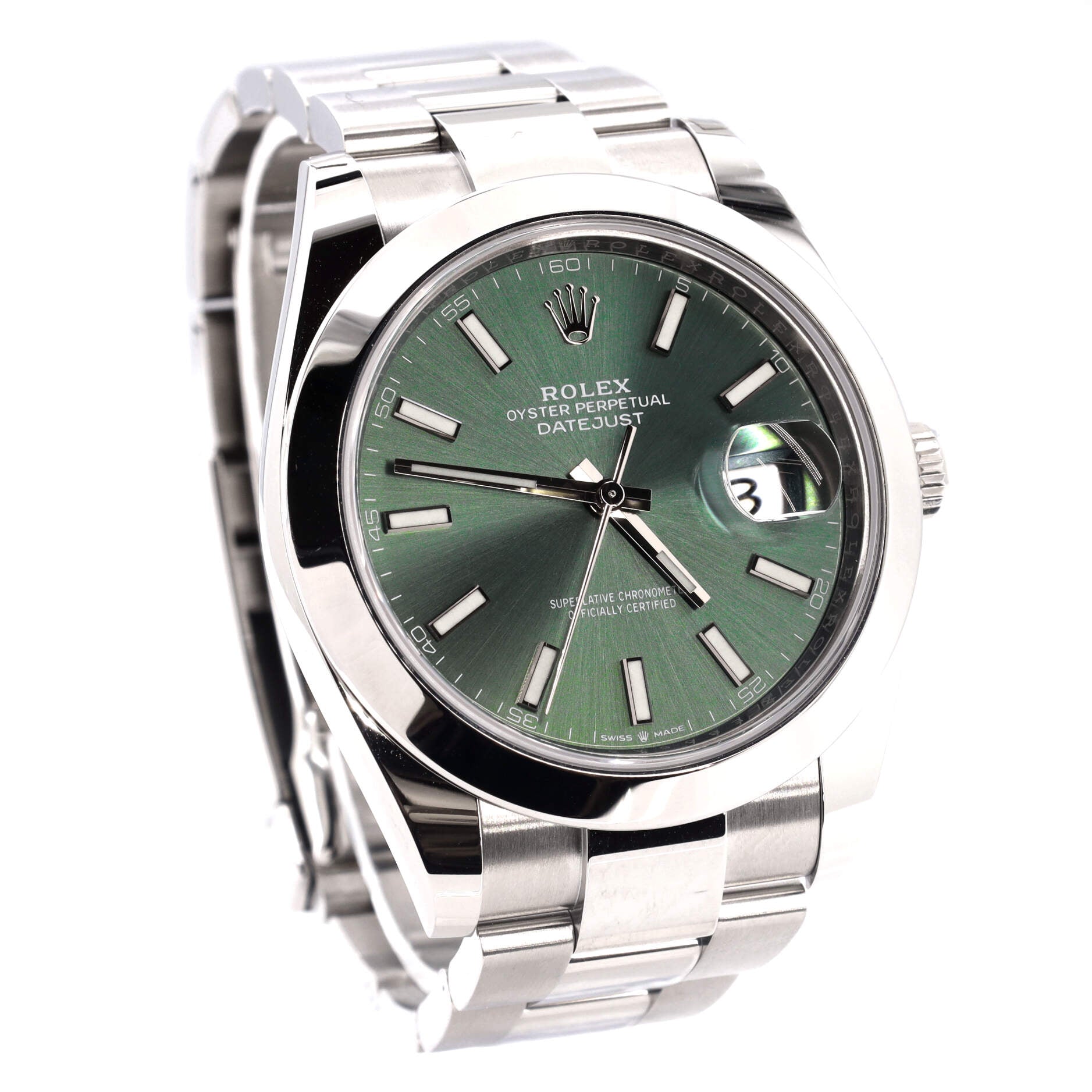 Oyster Perpetual Datejust Mint Green Automatic Watch Stainless Steel 41