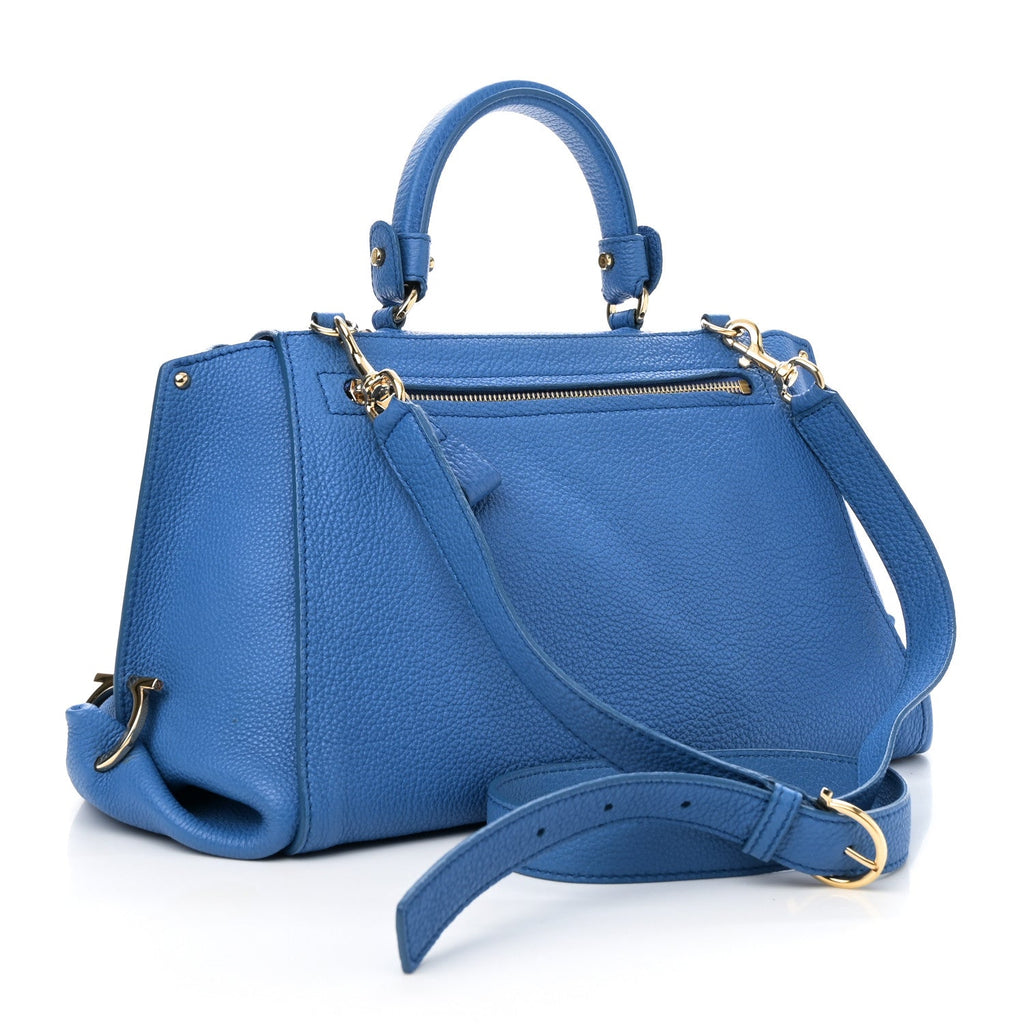 Grained Calfskin Medium Sofia Satchel Blue