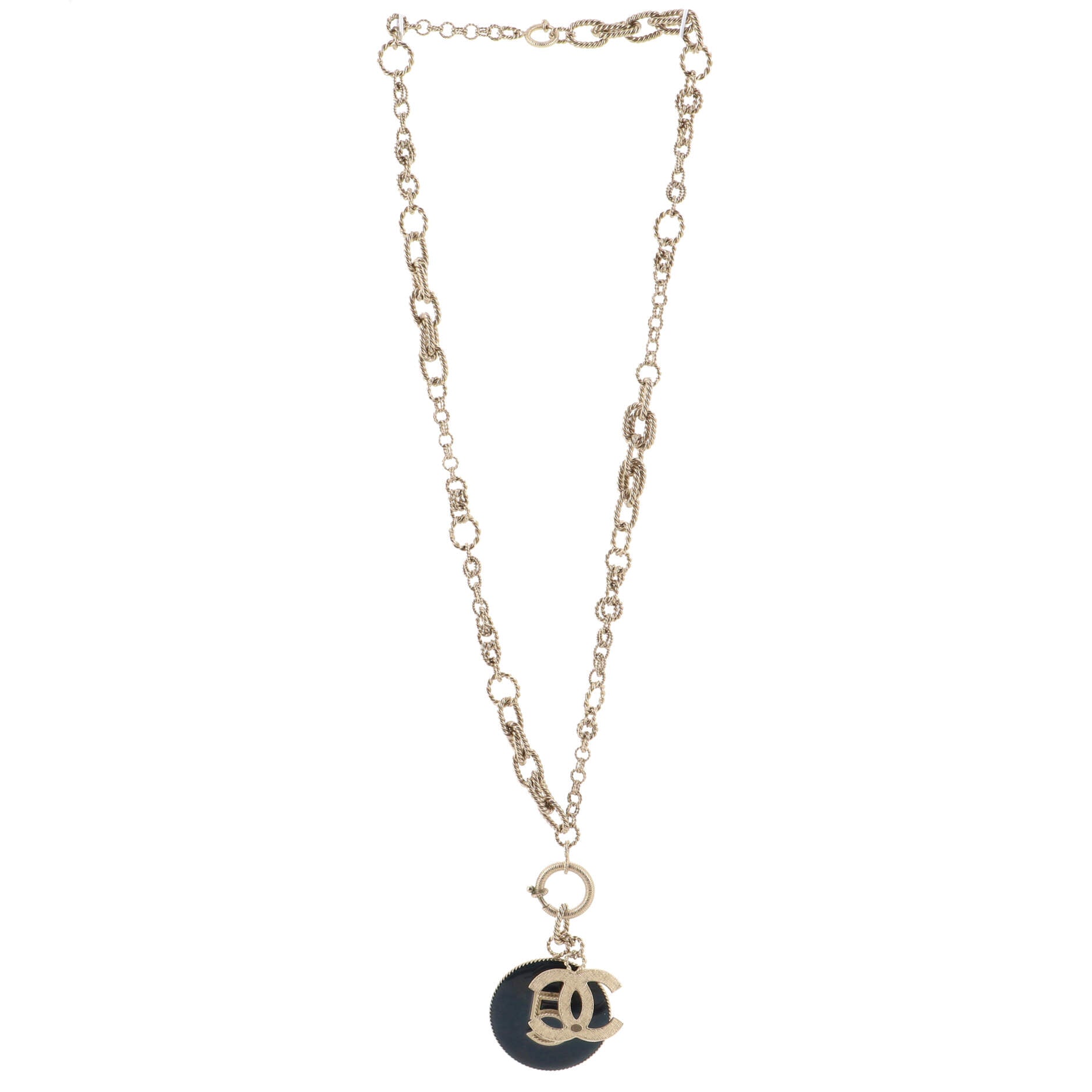 CC No.5 Round Pendant Necklace Metal and Enamel
