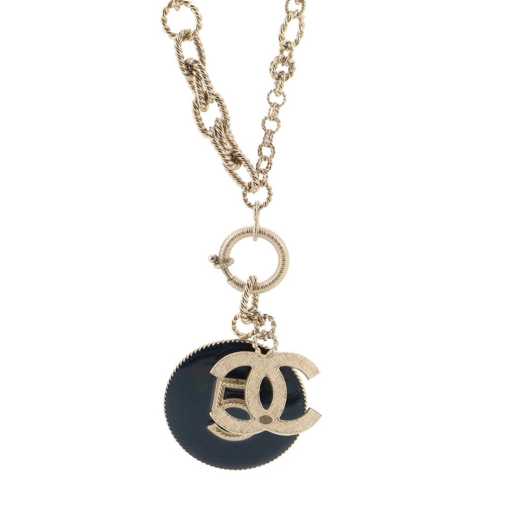CC No.5 Round Pendant Necklace Metal and Enamel