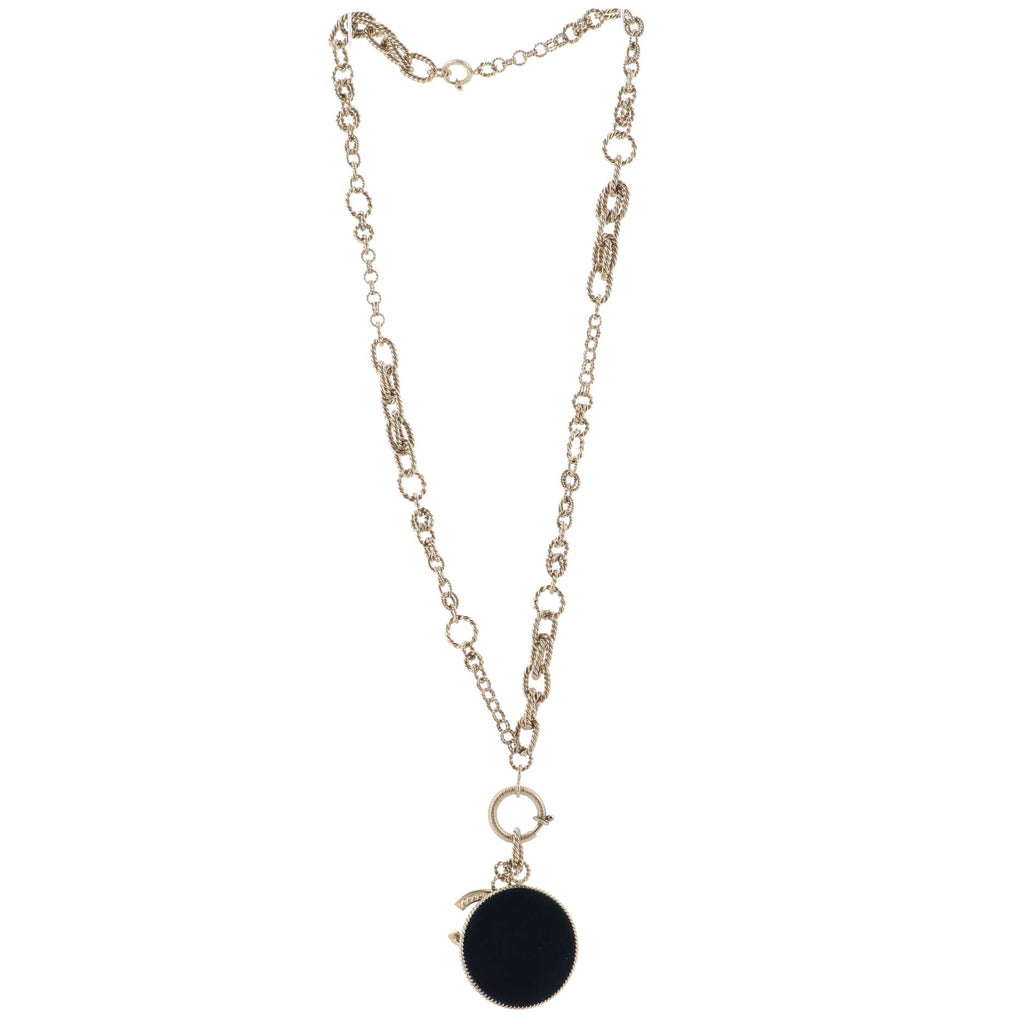 CC No.5 Round Pendant Necklace Metal and Enamel