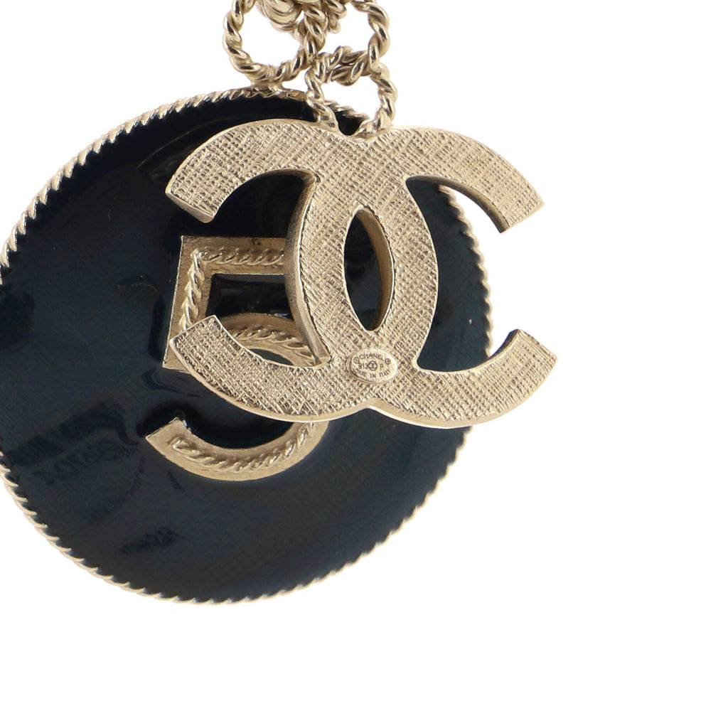 CC No.5 Round Pendant Necklace Metal and Enamel