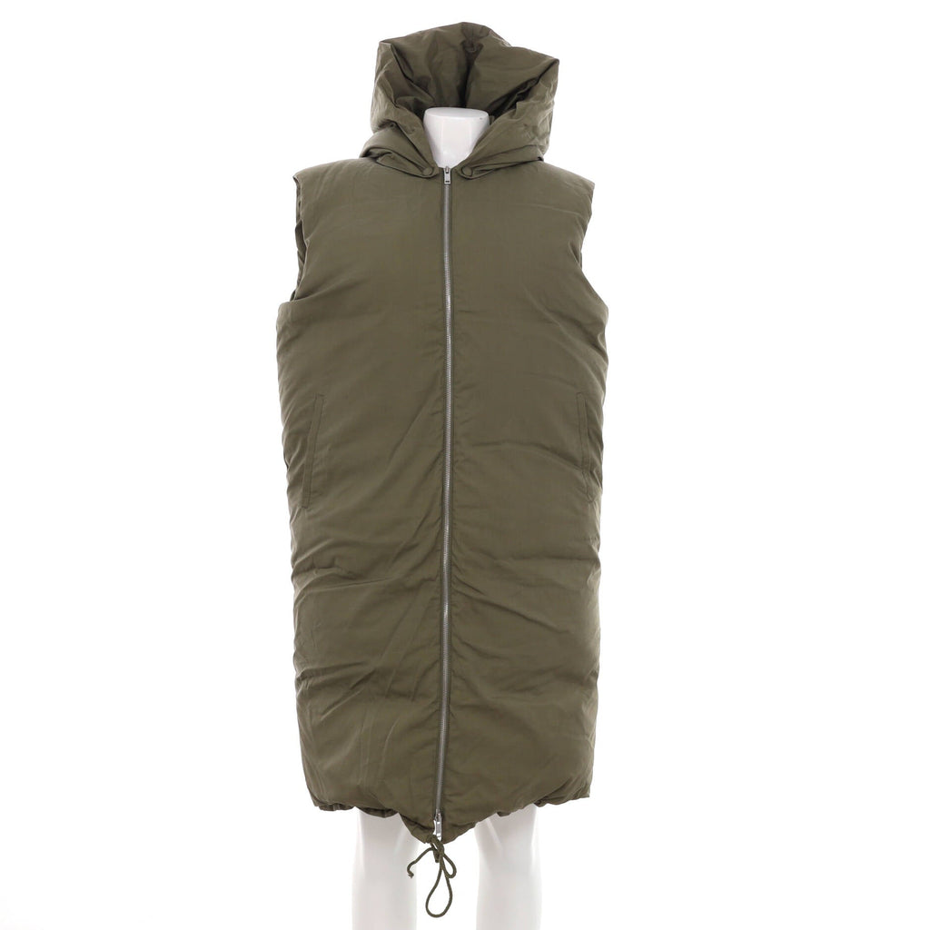 Women's Hooded Long Vest Cotton and Silk with Down Blend