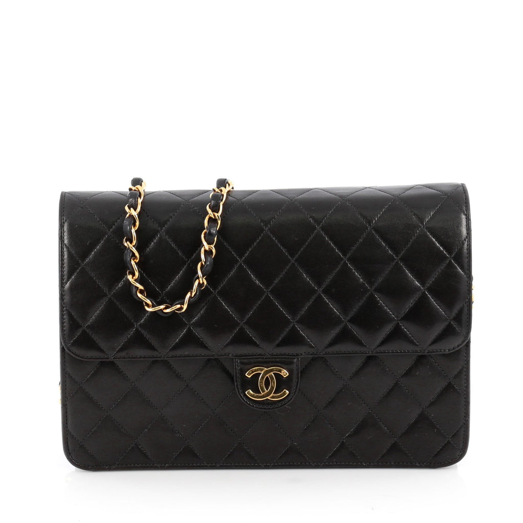 Vintage Clutch with Chain Quilted Leather Medium