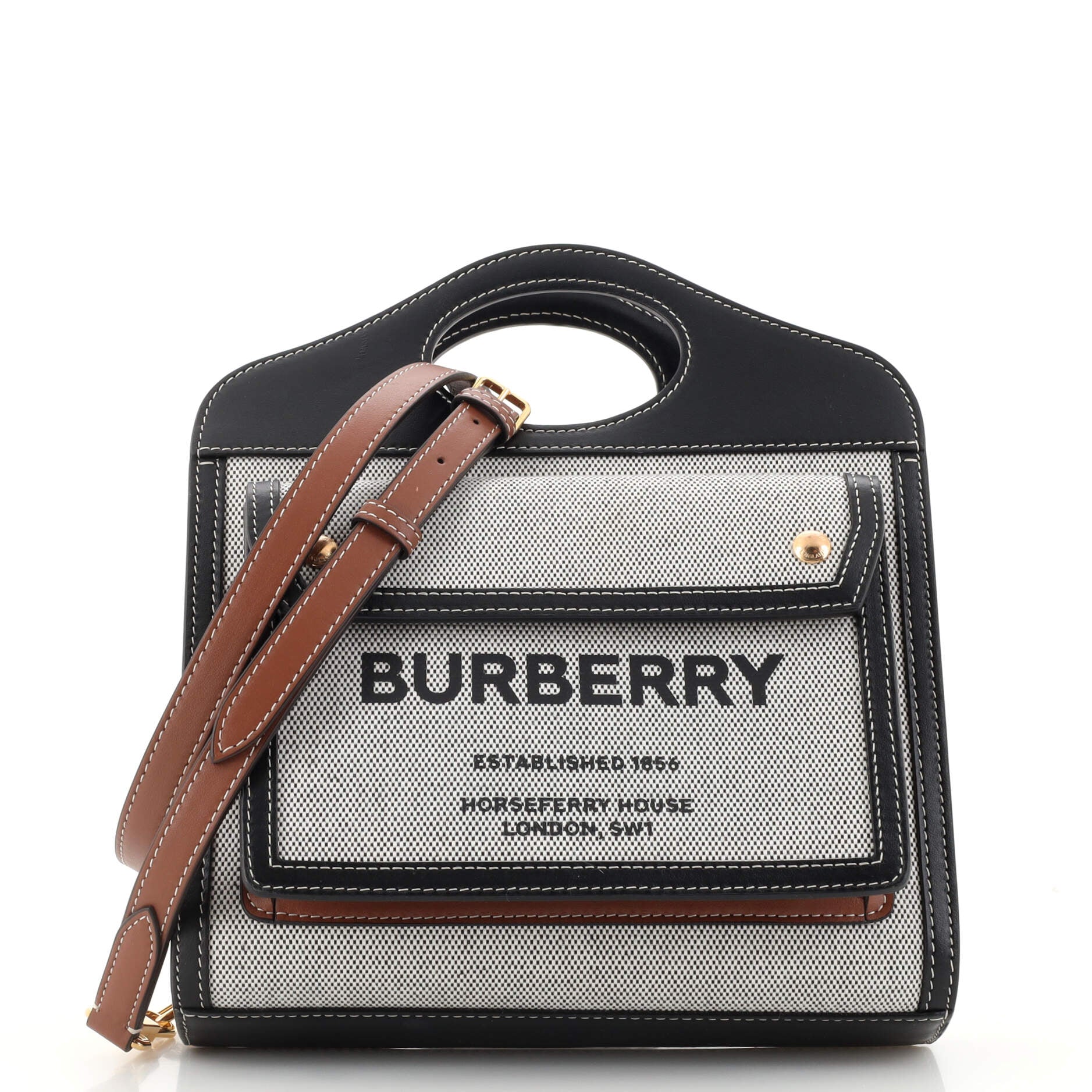 Logo Pocket Tote Canvas with Leather Mini