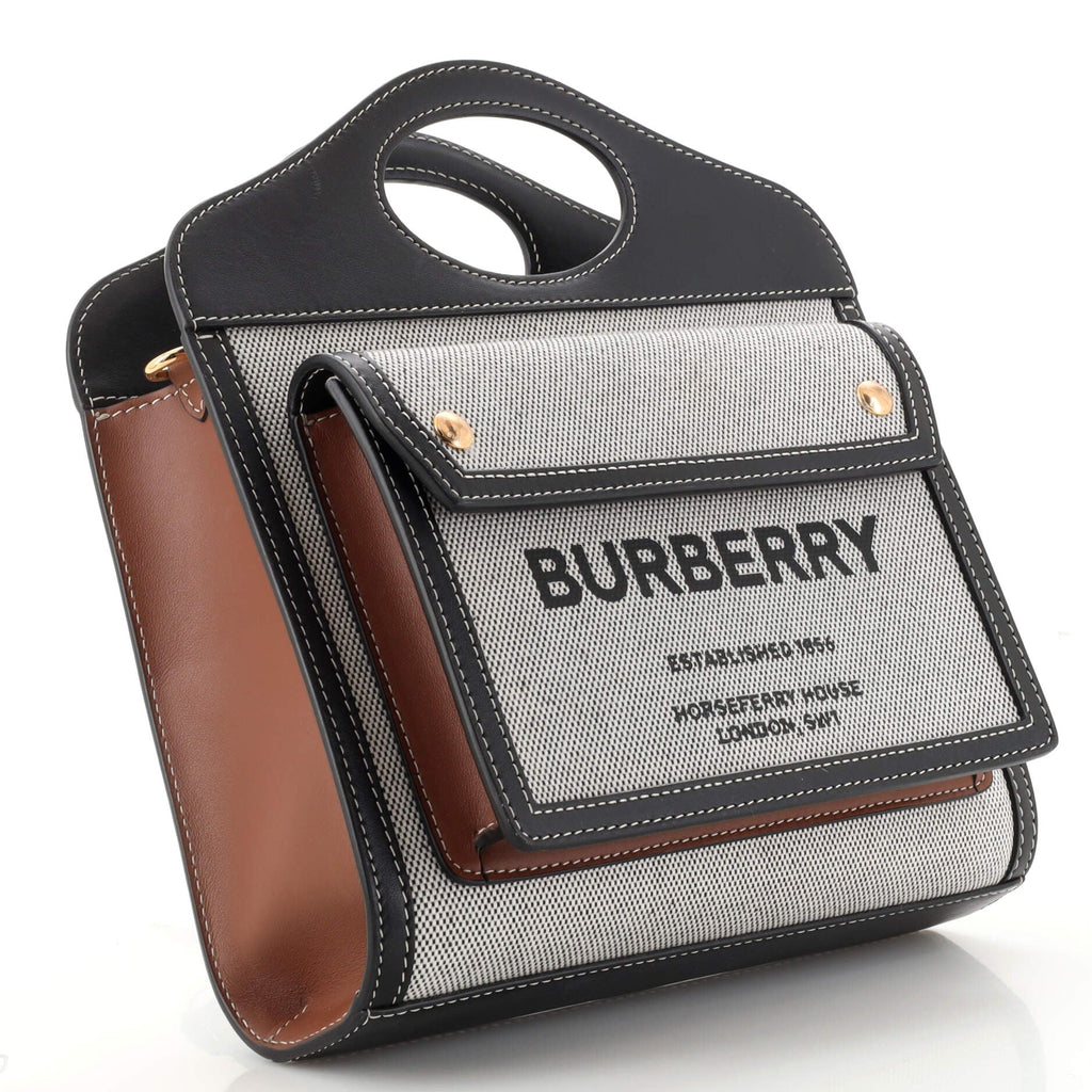 Logo Pocket Tote Canvas with Leather Mini